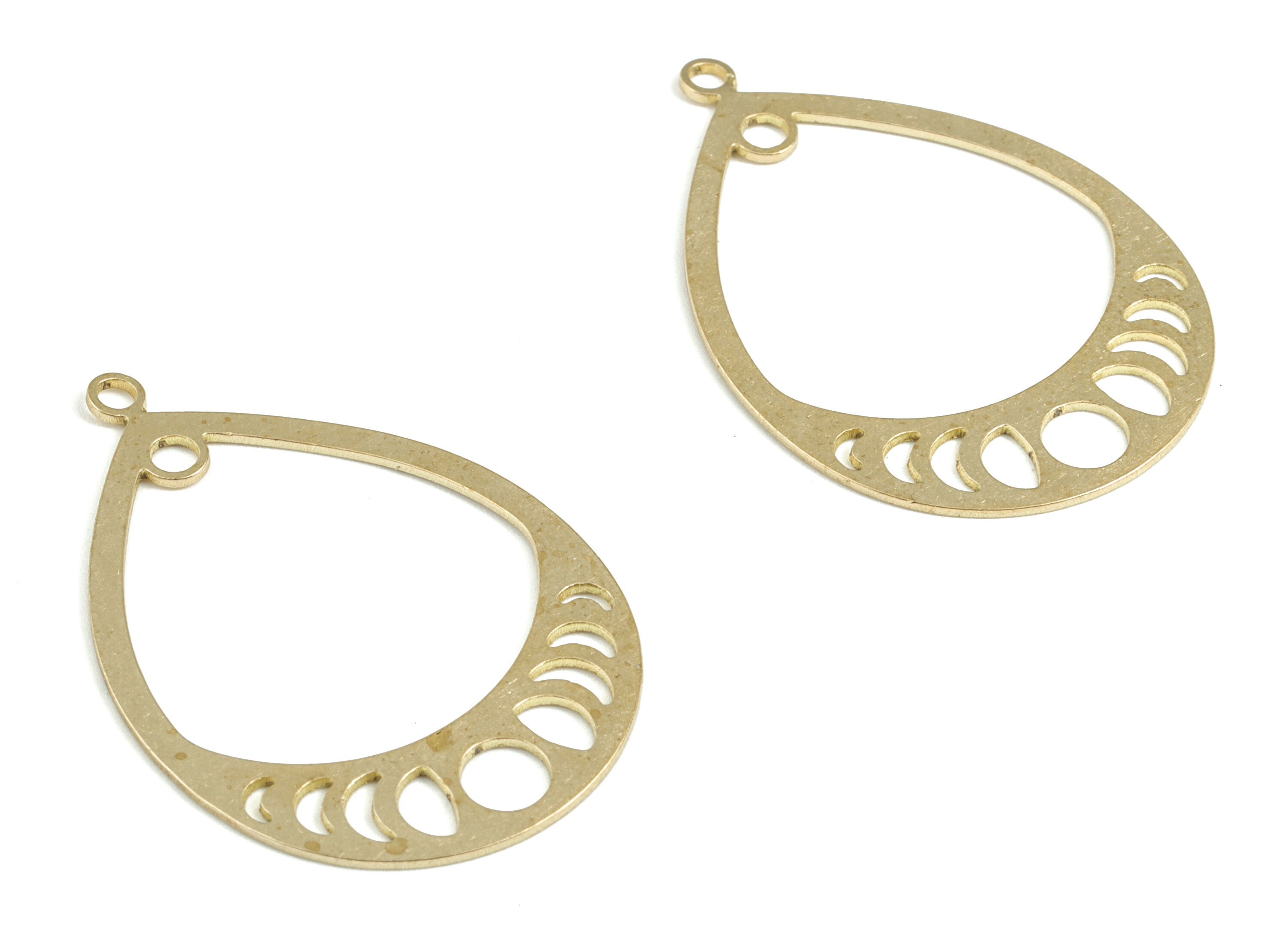 Brass Drop Earring Connector - Raw Brass Phases Of Moon Charms - Earring Findings - Jewelry Supplies - 39.84x27.81x0.69mm - PP3633 - DOMEDBAZAAR