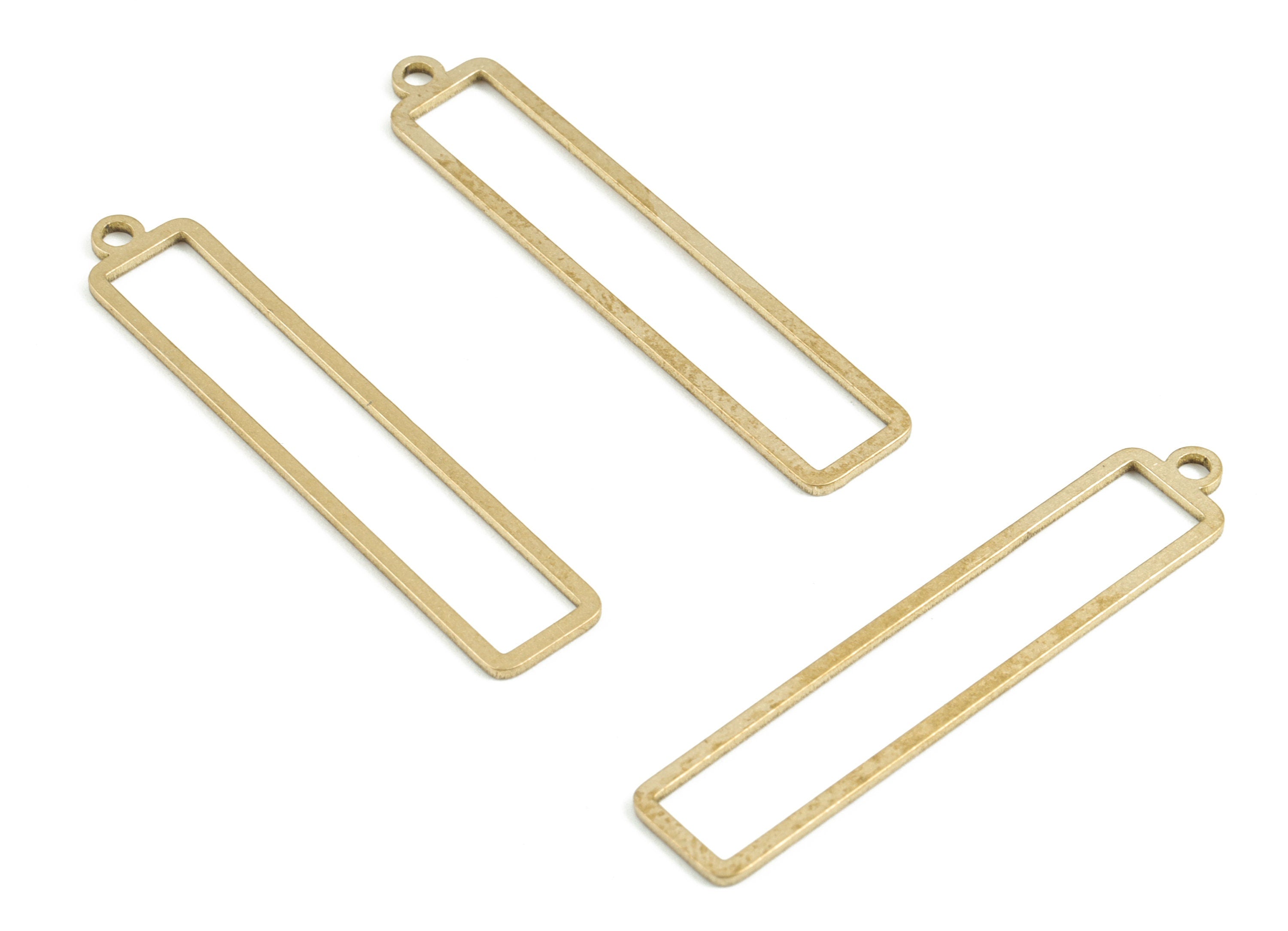 Brass Rectangle Earring Charms - Raw Brass Rectangle Pendant - Earring Findings - Jewelry Supplies - 43.67x8.55x1mm - PP3644 - DOMEDBAZAAR