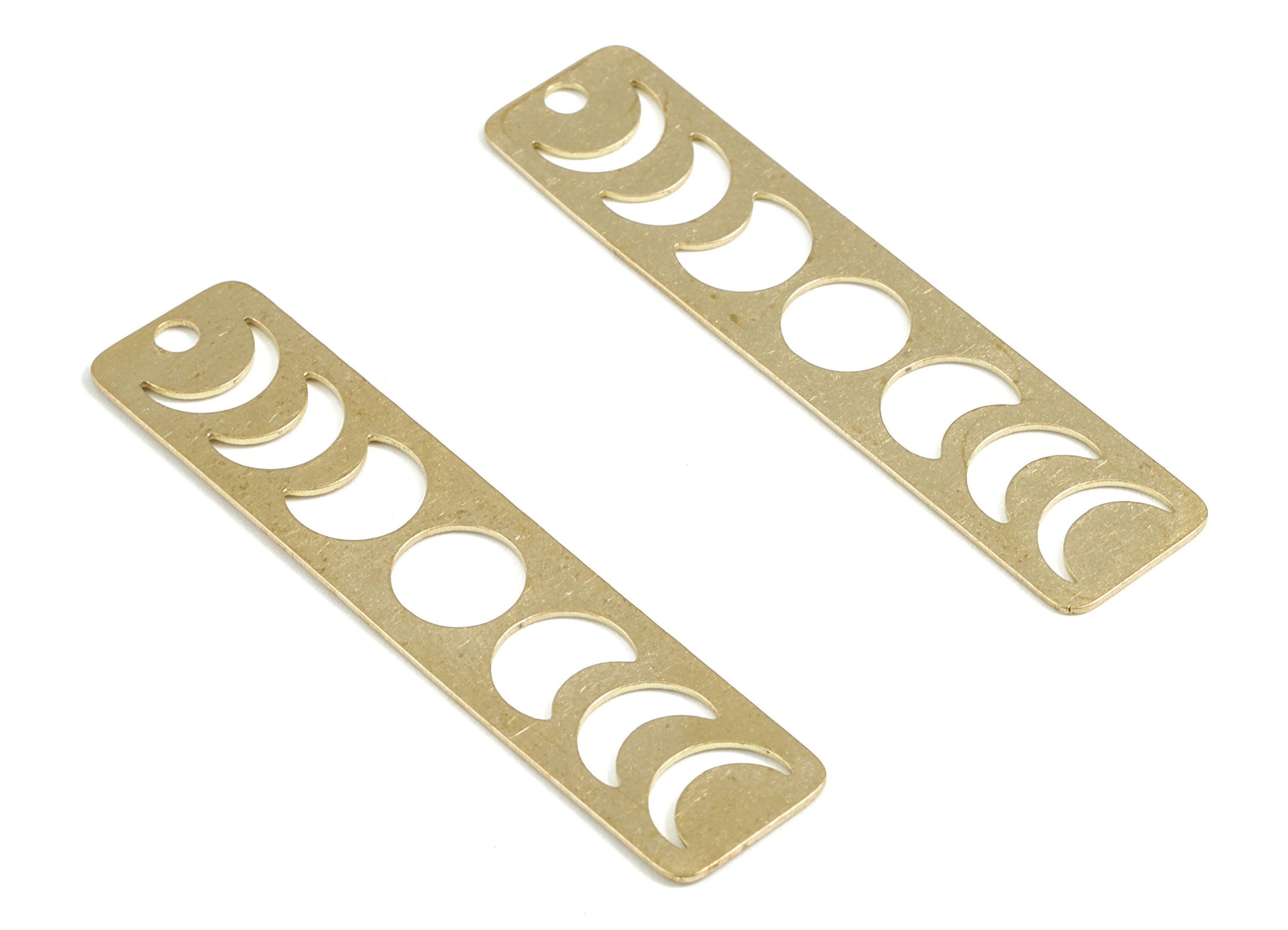 Brass Phases Of Moon Earring Charms - Raw Brass Moon Round Pendant - Earring Findings - Jewelry Supplies - 49.92x11.07x0.58mm - PP3632 - DOMEDBAZAAR
