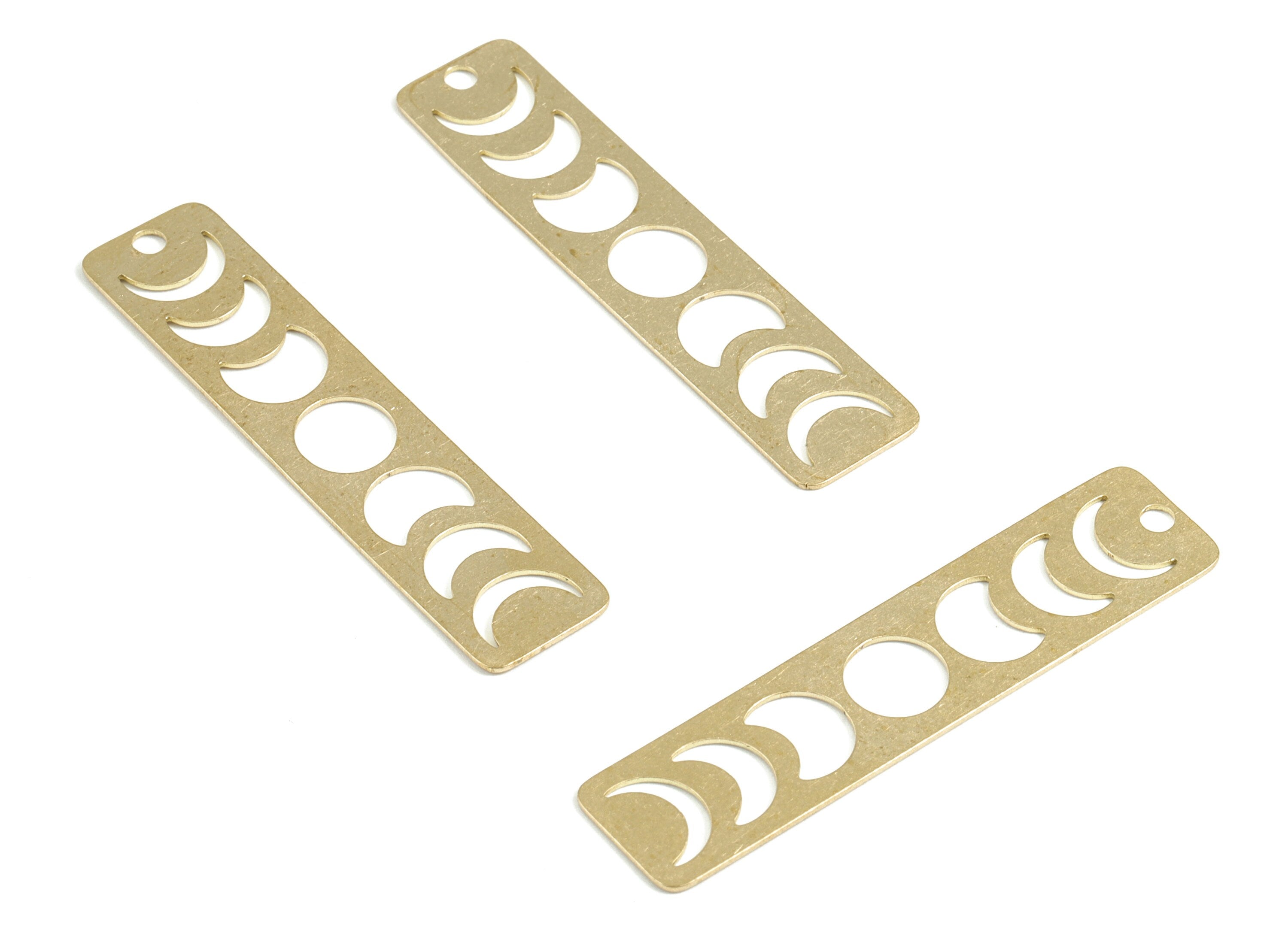 Brass Phases Of Moon Earring Charms - Raw Brass Moon Round Pendant - Earring Findings - Jewelry Supplies - 49.92x11.07x0.58mm - PP3632 - DOMEDBAZAAR