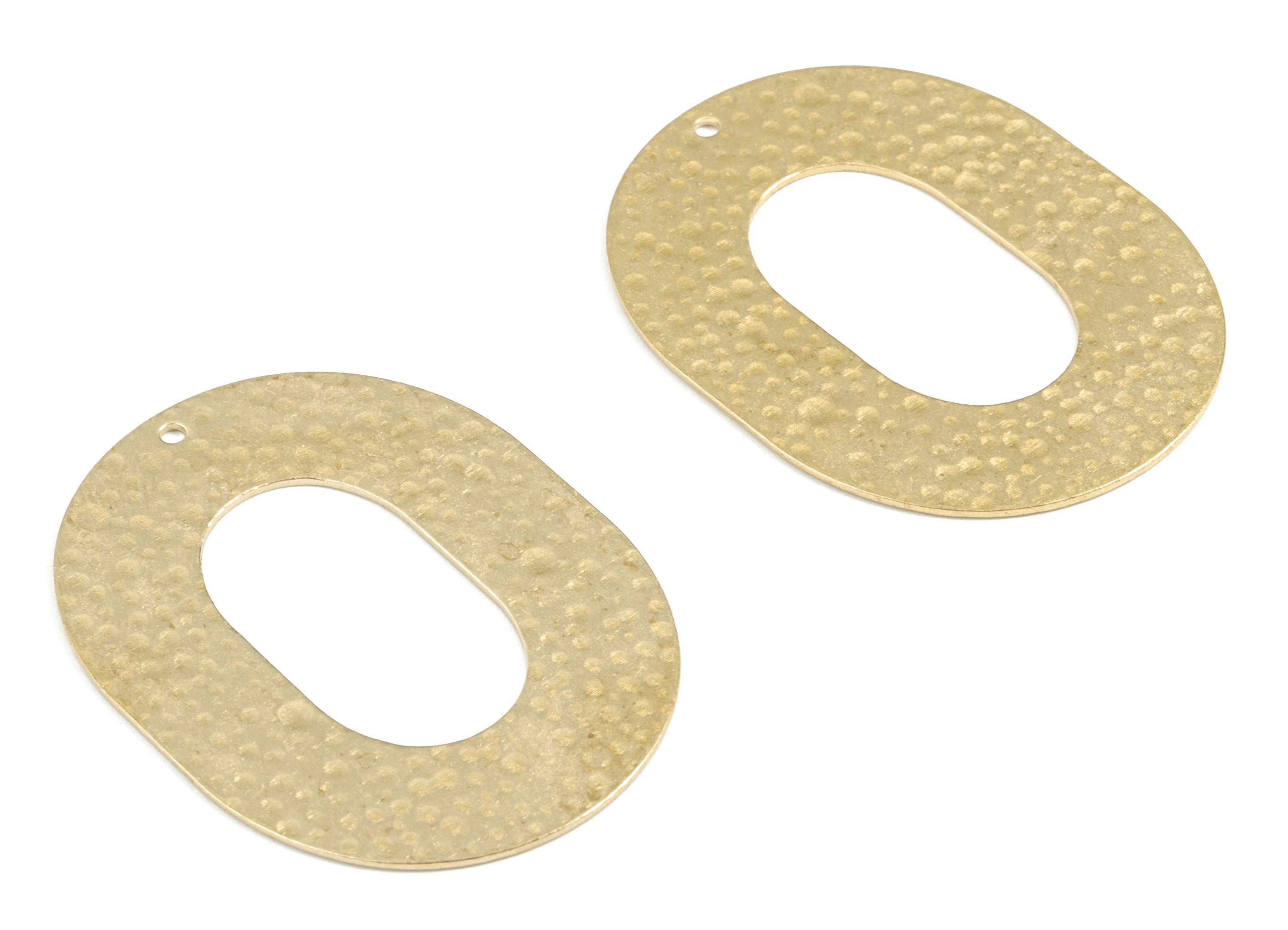 Brass Hammered Oval Earring Charms - Raw Brass Oval Pendant - Earring Findings - Jewelry Supplies - 46.79x34.49x0.8mm - PP3678 - DOMEDBAZAAR