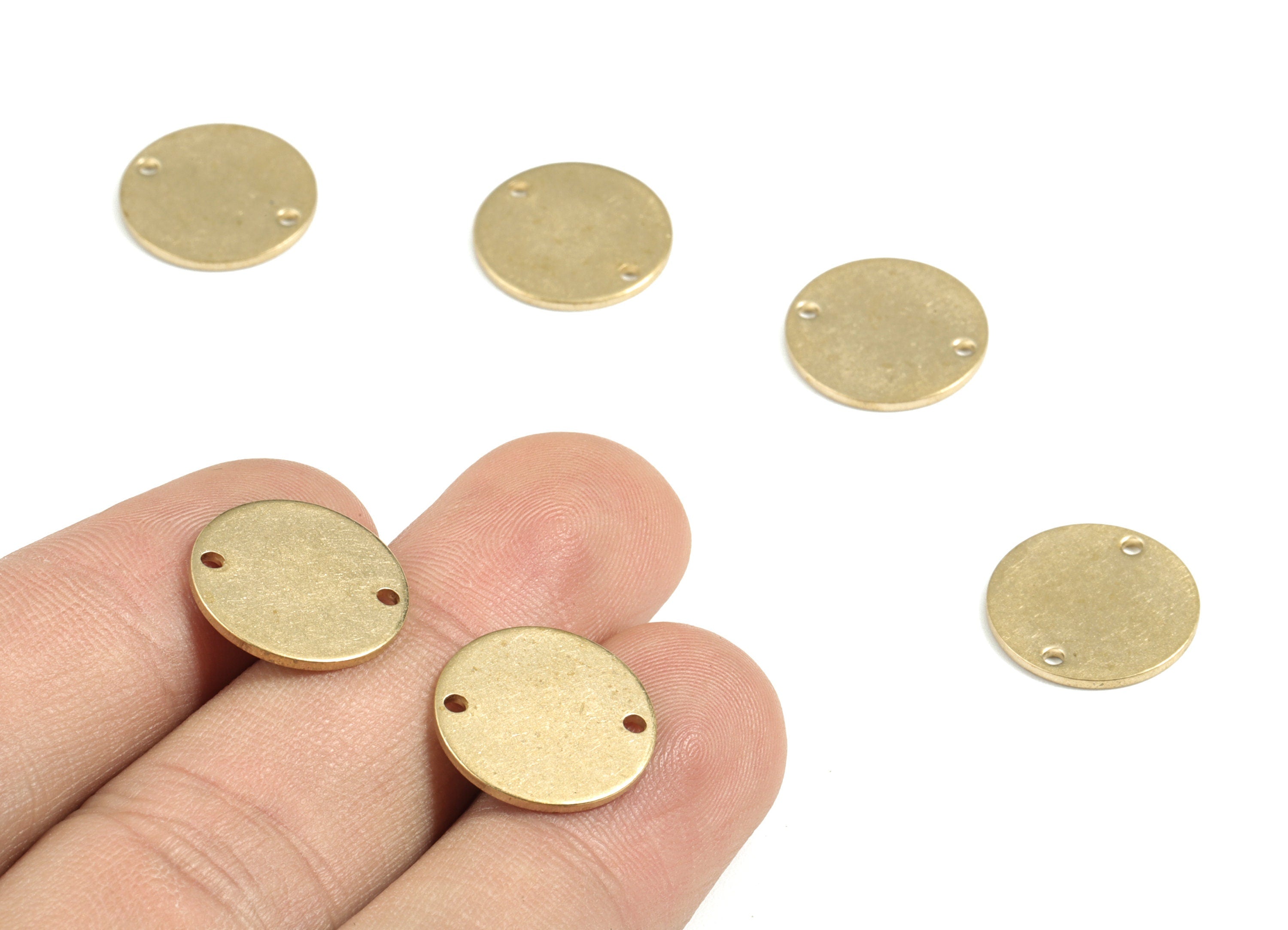 Brass Round Earring Connector - Raw Brass Circle Charms - Earring Findings - Jewelry Supplies - 14.97x14.97x1.05mm - PP3624 - DOMEDBAZAAR