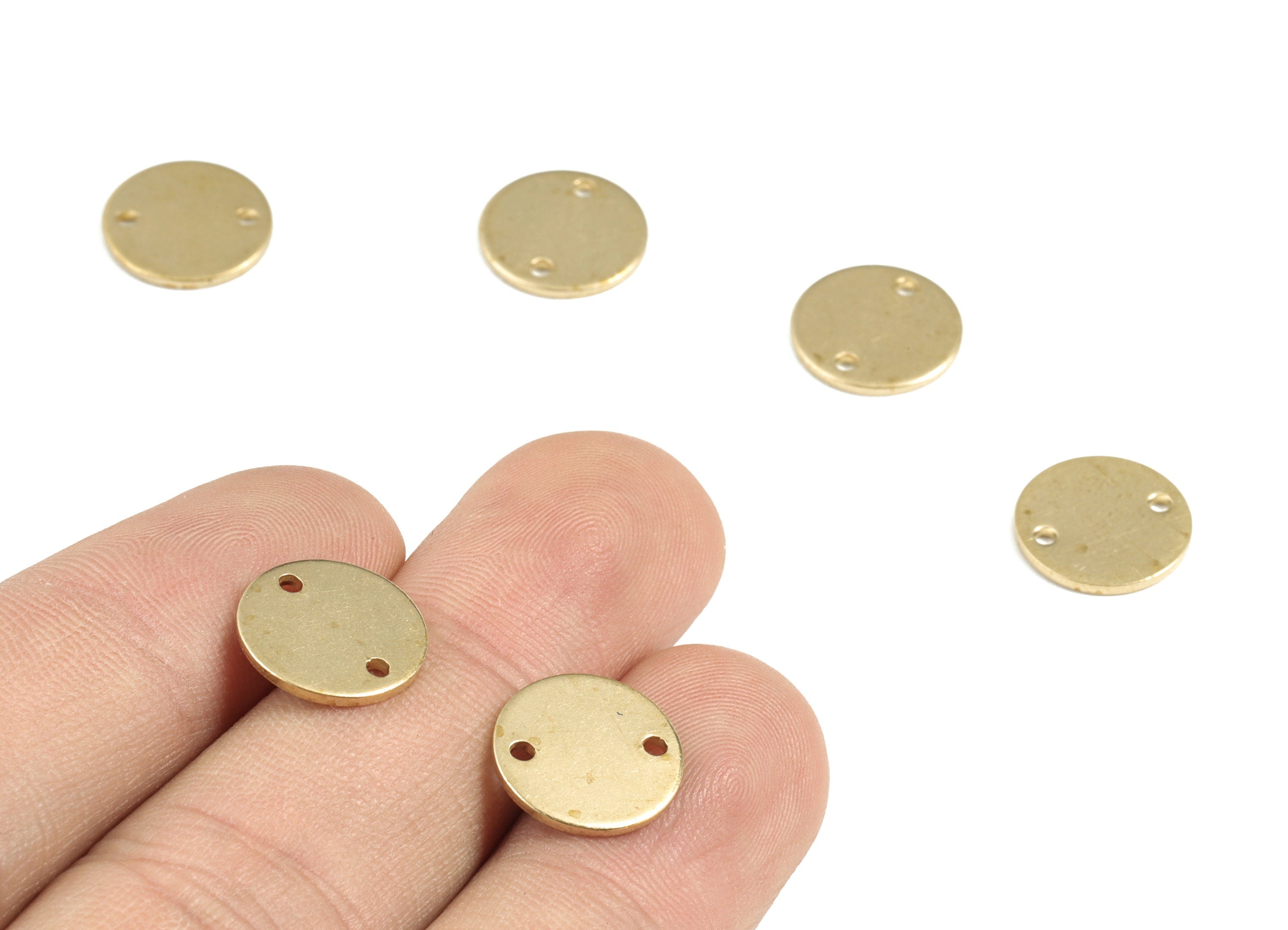 Brass Round Earring Connector - Raw Brass Circle Charms - Earring Findings - Jewelry Supplies - 11.96x11.96x0.97mm - PP3625 - DOMEDBAZAAR