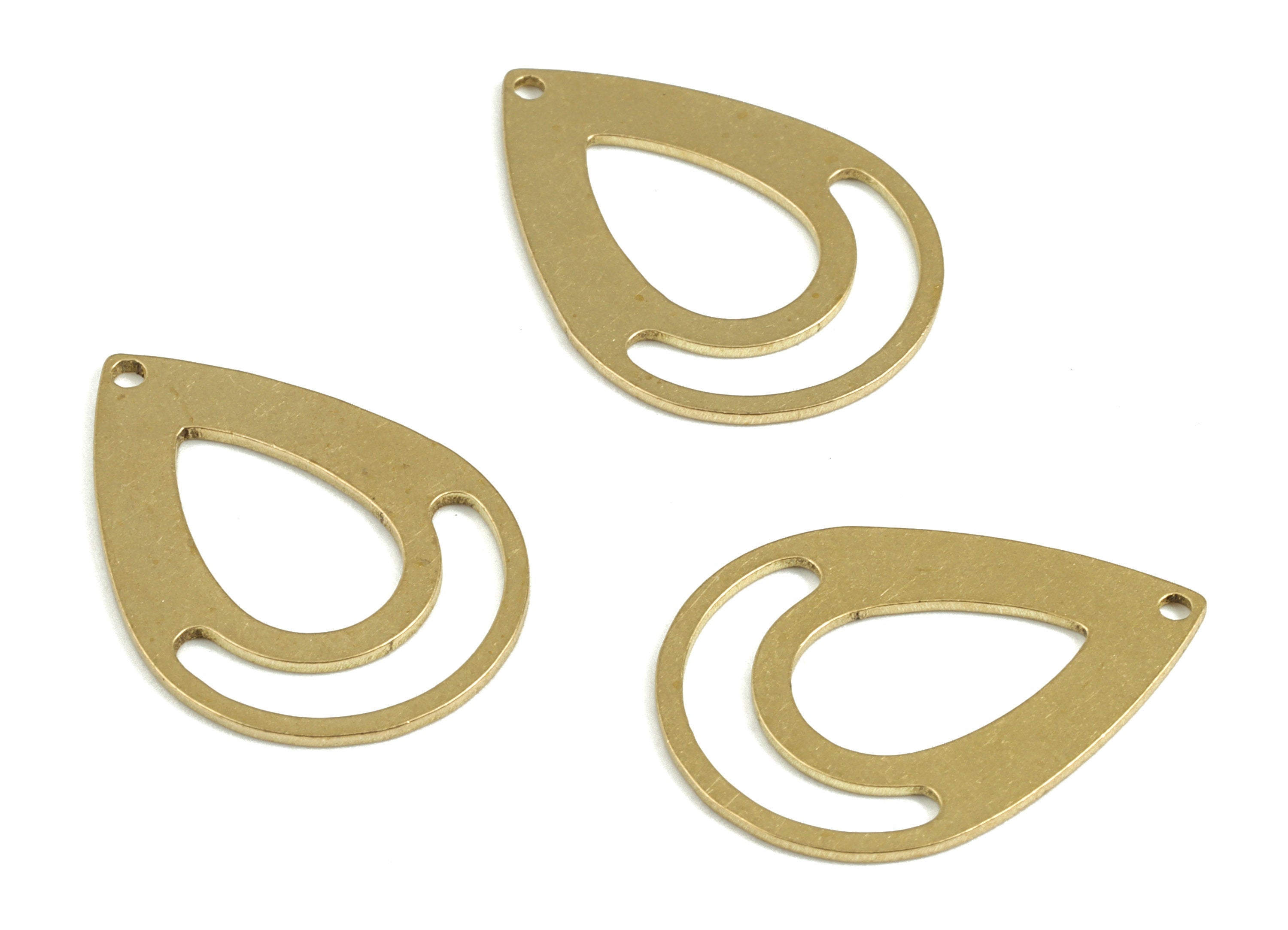 Brass Drop Earring Charms - Raw Brass Drop Pendant - Earrings Finding - Jewelry Supplies - 24.91x17.94x0.77mm - PPM3055 - DOMEDBAZAAR