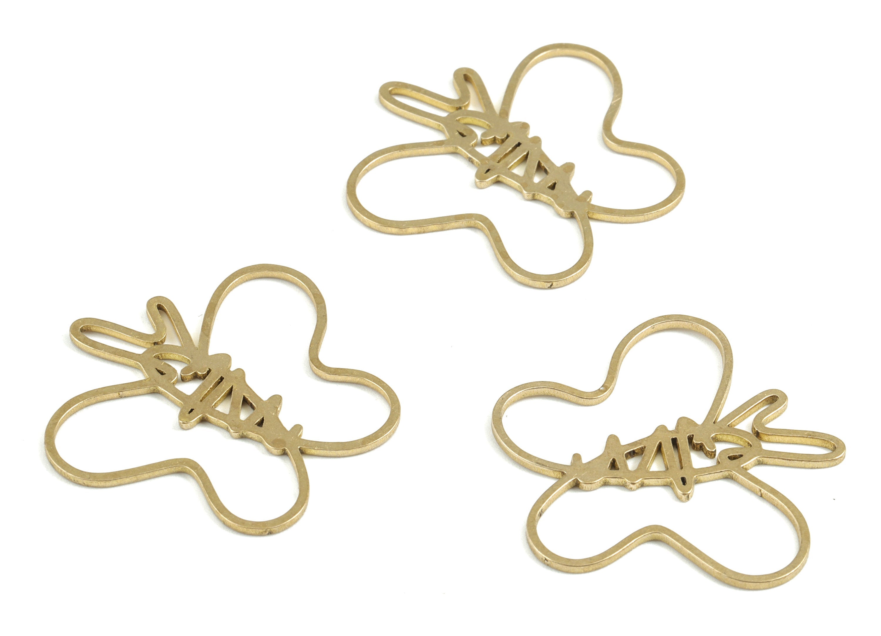 Brass Butterfly Earring Charms - Raw Brass Butterfly Pendant - Hollow Butterfly Charm - Jewelry Supplies - 30.86x29.1x0.99mm - PP3745 - DOMEDBAZAAR