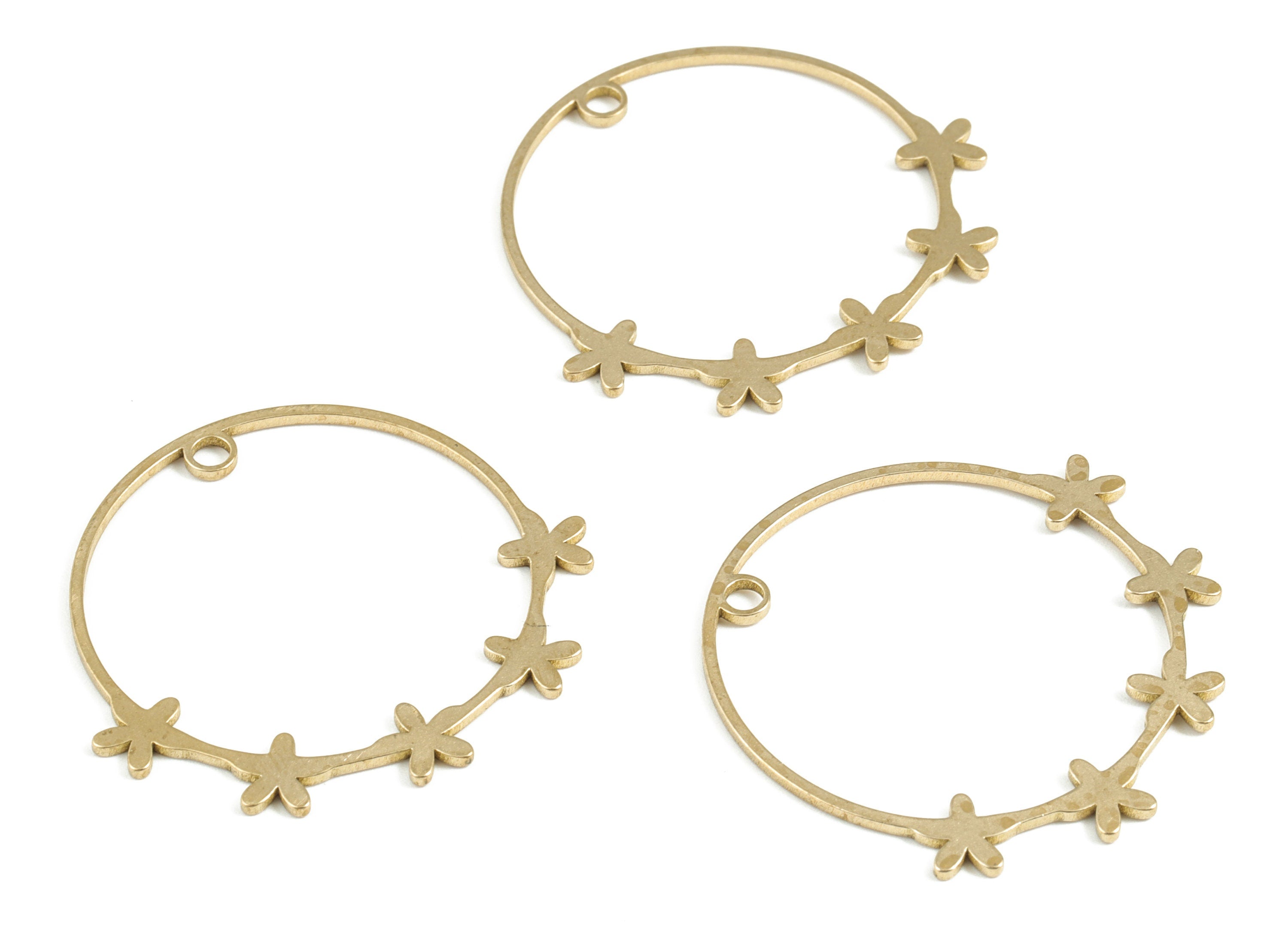 Brass Circle Earring Charms - Raw Brass Circle Star Pendant - Earring Findings - Jewelry Making Supplies - 35.45x32.6x0.92mm - PP3710 - DOMEDBAZAAR