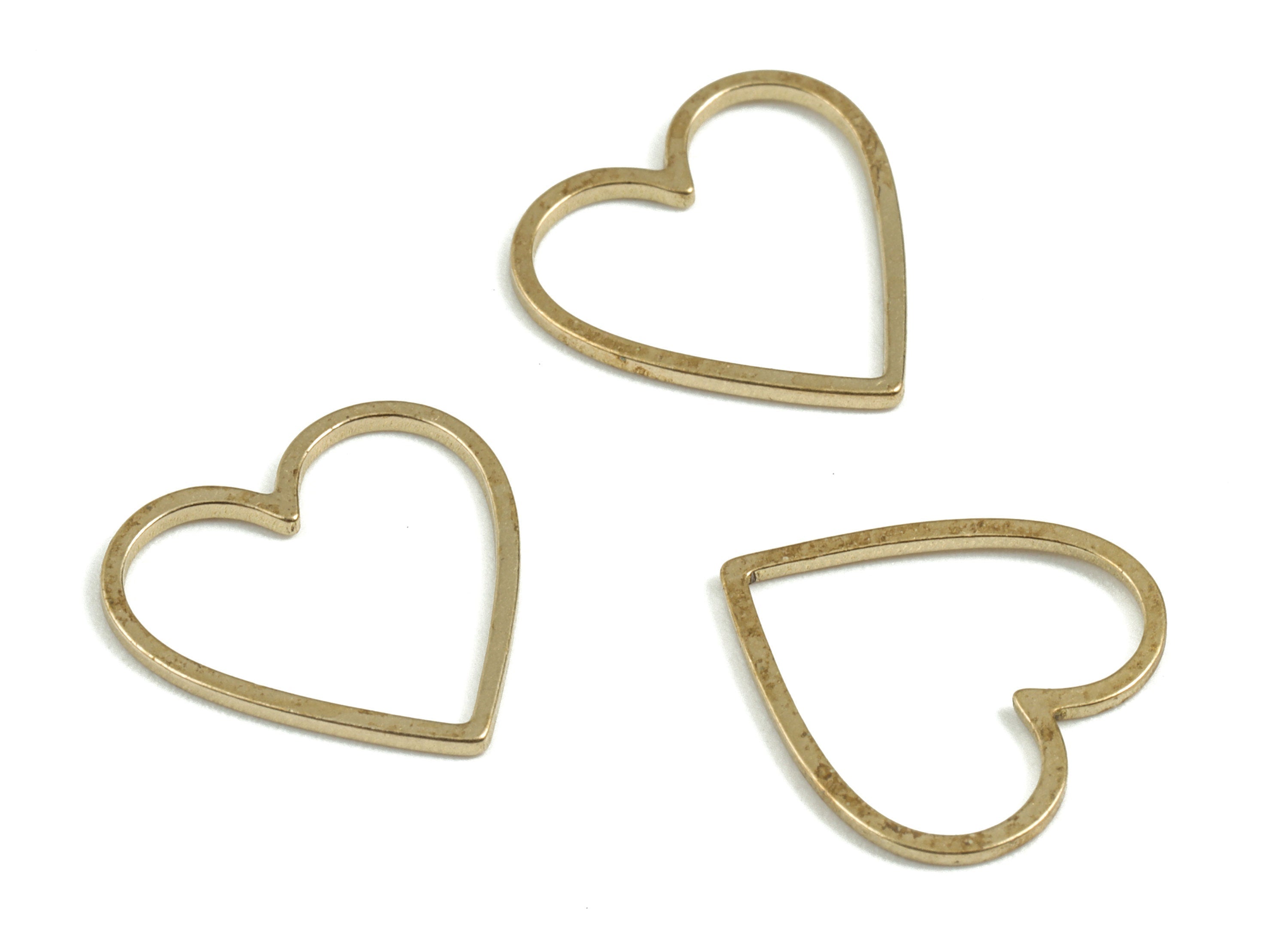 Brass Heart Earring Charms - Raw Brass Heart Pendant - Earring Findings - Jewelry Supplies - 14.25x14.17x0.77mm - PP3699 - DOMEDBAZAAR