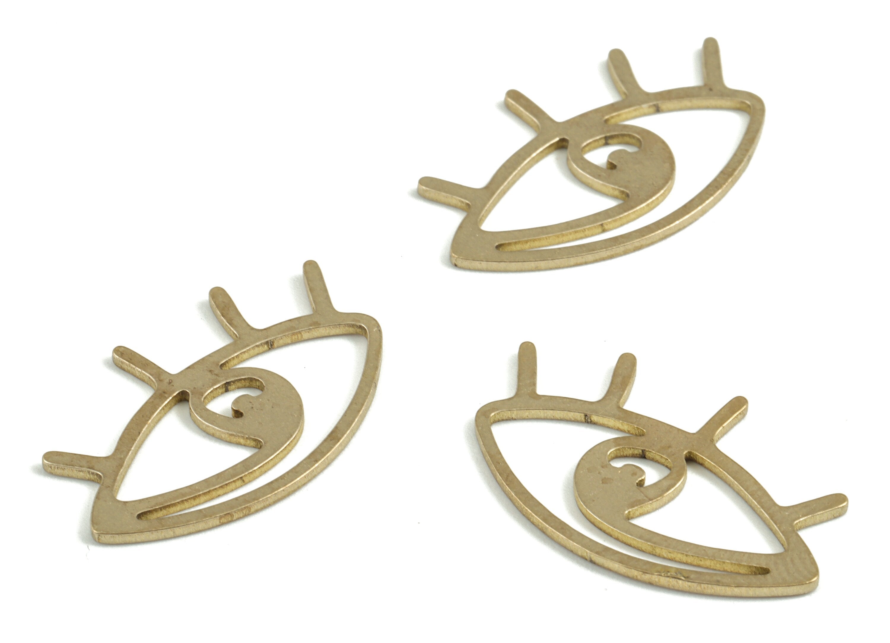 Brass Eye Earring Charms - Raw Brass Eye Pendant - Evil Eye Charm - Earring Findings - Jewelry Supplies - 25.29x15.87x0.96mm - PP3692 - DOMEDBAZAAR