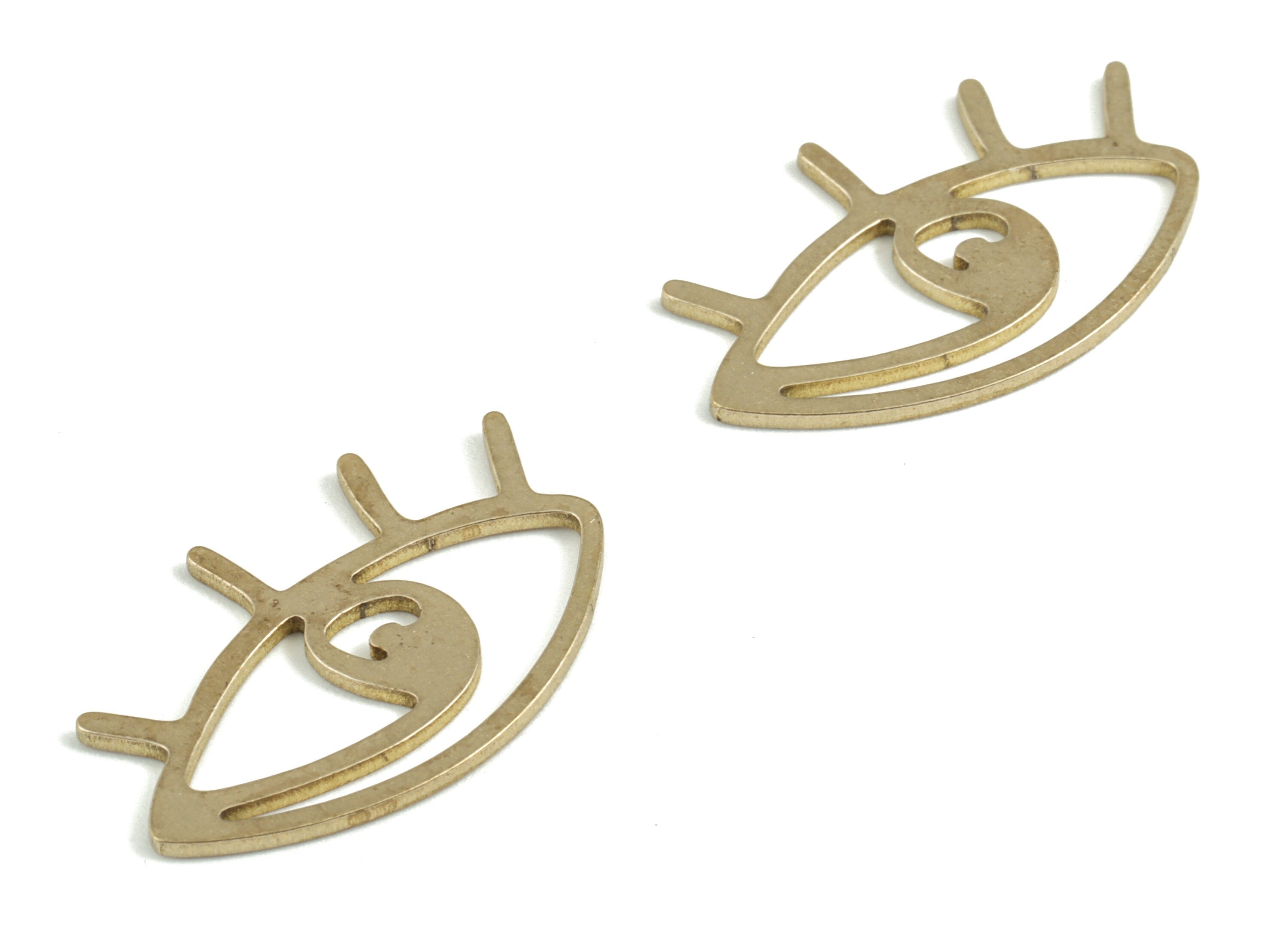 Brass Eye Earring Charms - Raw Brass Eye Pendant - Evil Eye Charm - Earring Findings - Jewelry Supplies - 25.29x15.87x0.96mm - PP3692 - DOMEDBAZAAR