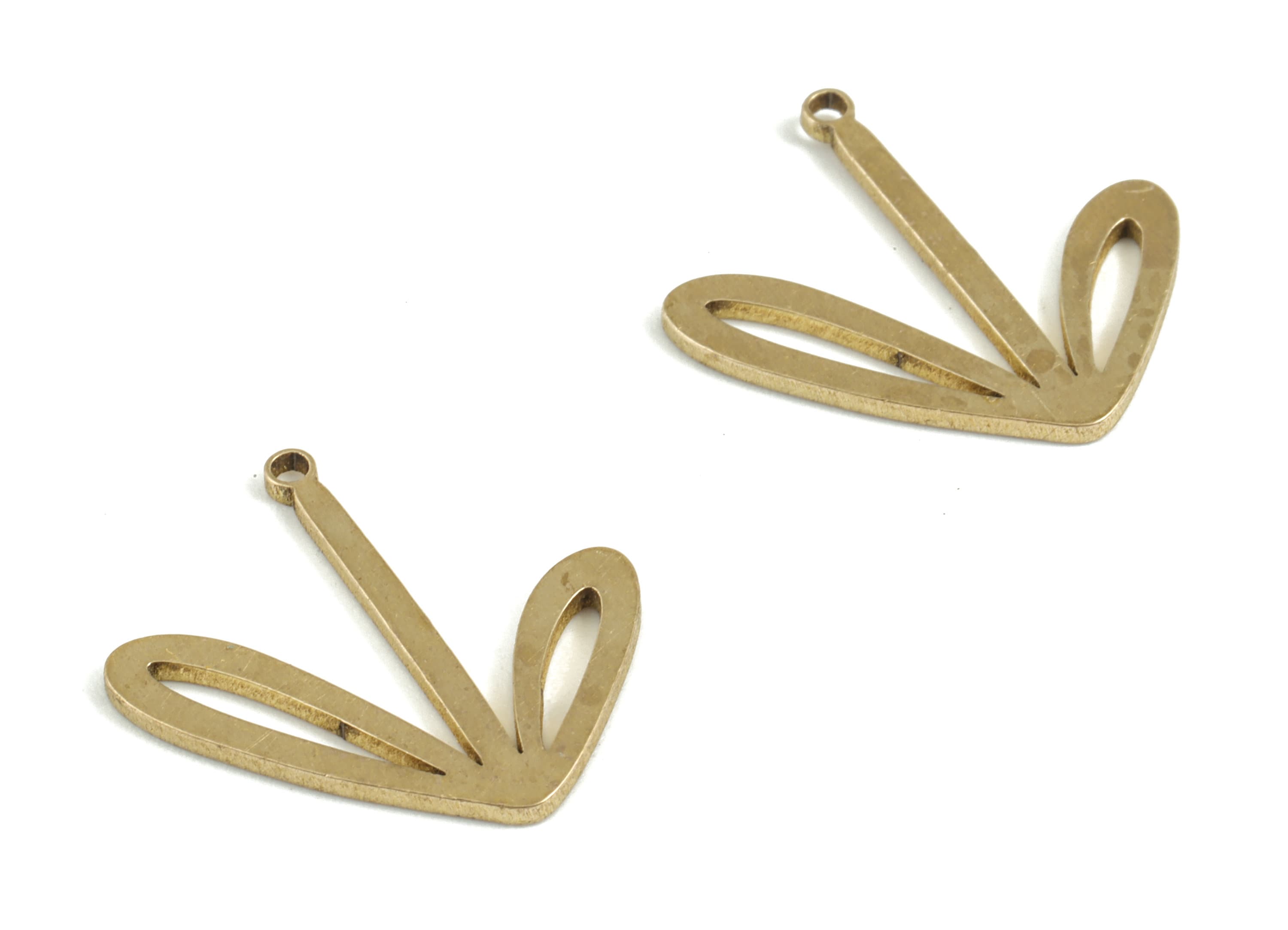 Brass Leaf Earring Charms - Raw Brass Leaf Pendant - Earring Findings - Jewelry Supplies - 18.4x19.03x0.93mm - PP3698 - DOMEDBAZAAR