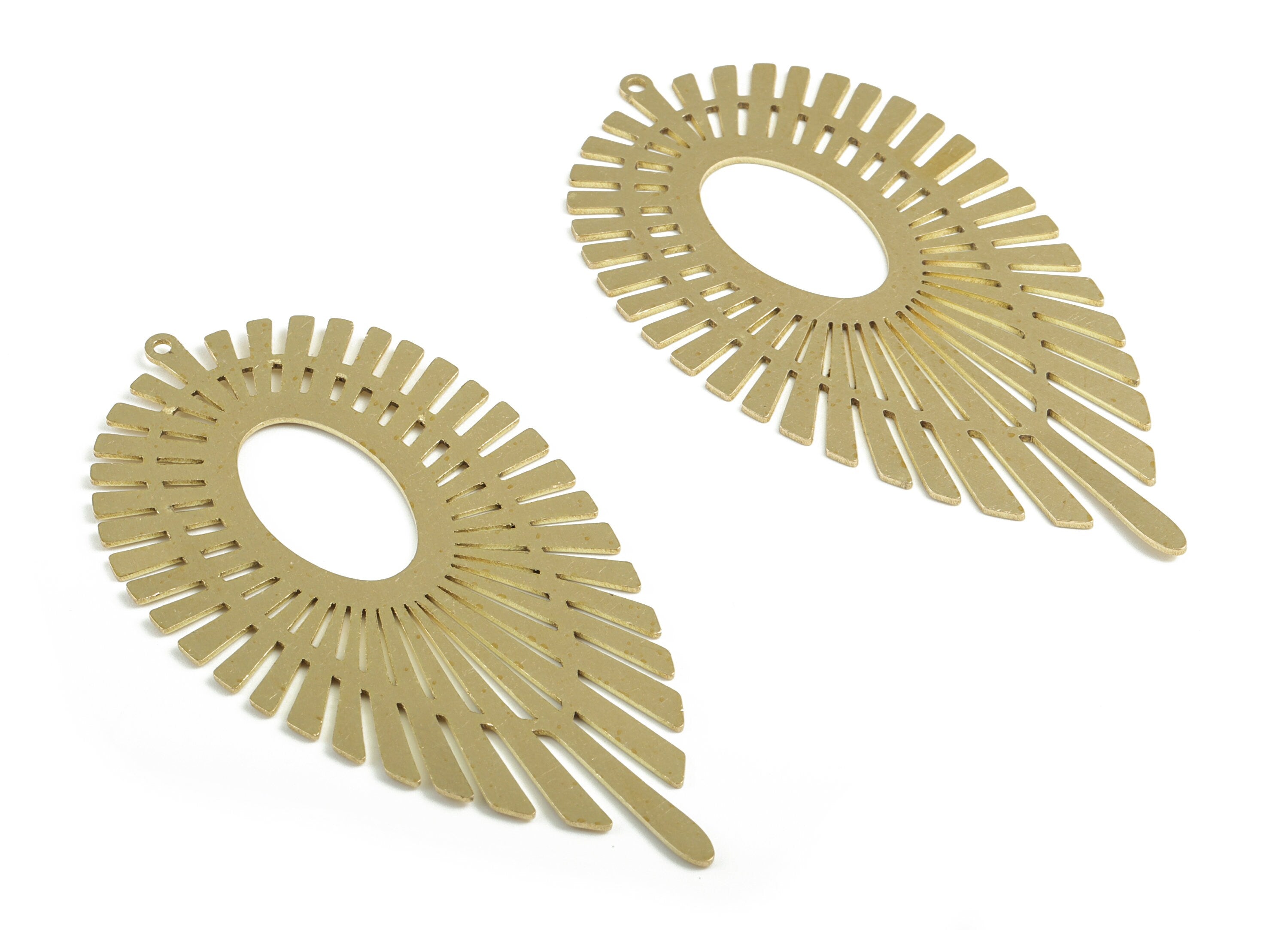 Brass Marquise Earring Charms - Raw Brass Hallow Out Pendant - Earring Findings - Jewelry Supplies - 79.14x41.07x0.86mm - PP3689 - DOMEDBAZAAR