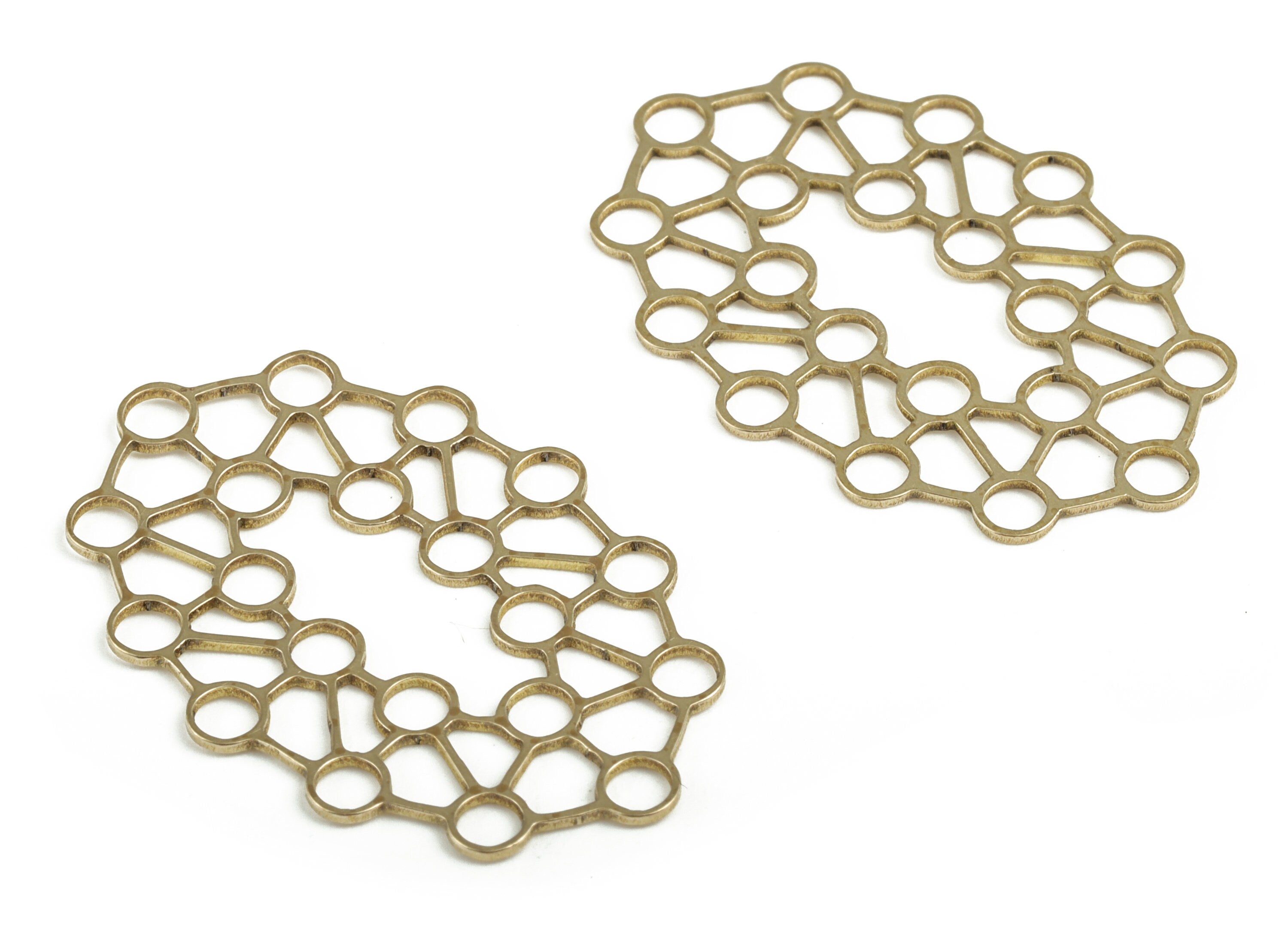 Brass Geometry Earring Charms - Raw Brass Geometry Pendant - Earring Findings - DIY Jewelry Supplies - 31.02x20.86x0.62mm - PP3758 - DOMEDBAZAAR