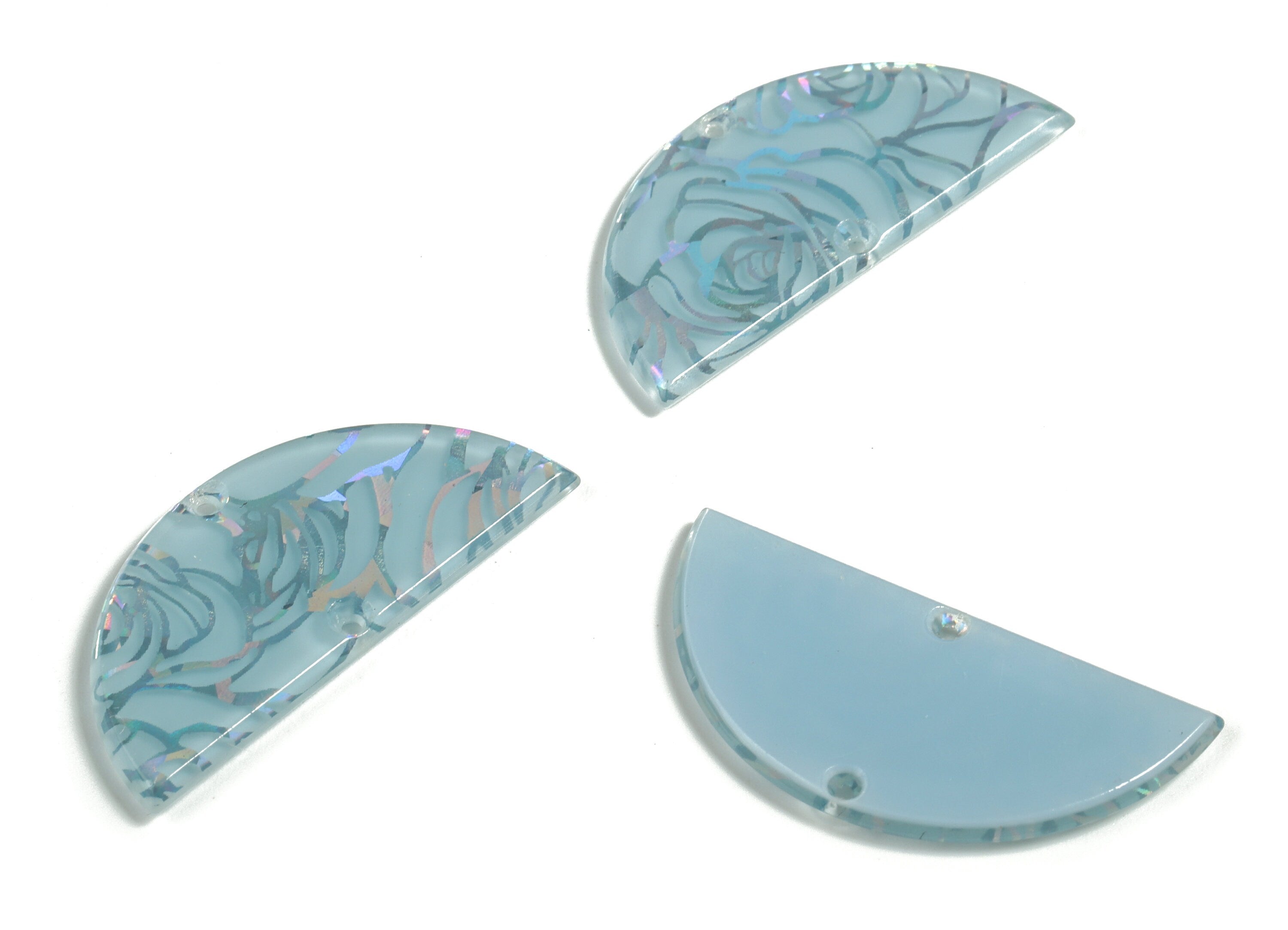Acetate Semicircle Connectors - 2 Holes - Half Moon Earrings - Earring Findings - Color Code:A555 - 37.2x18.55x2.4mm - AC1794-A555 - DOMEDBAZAAR