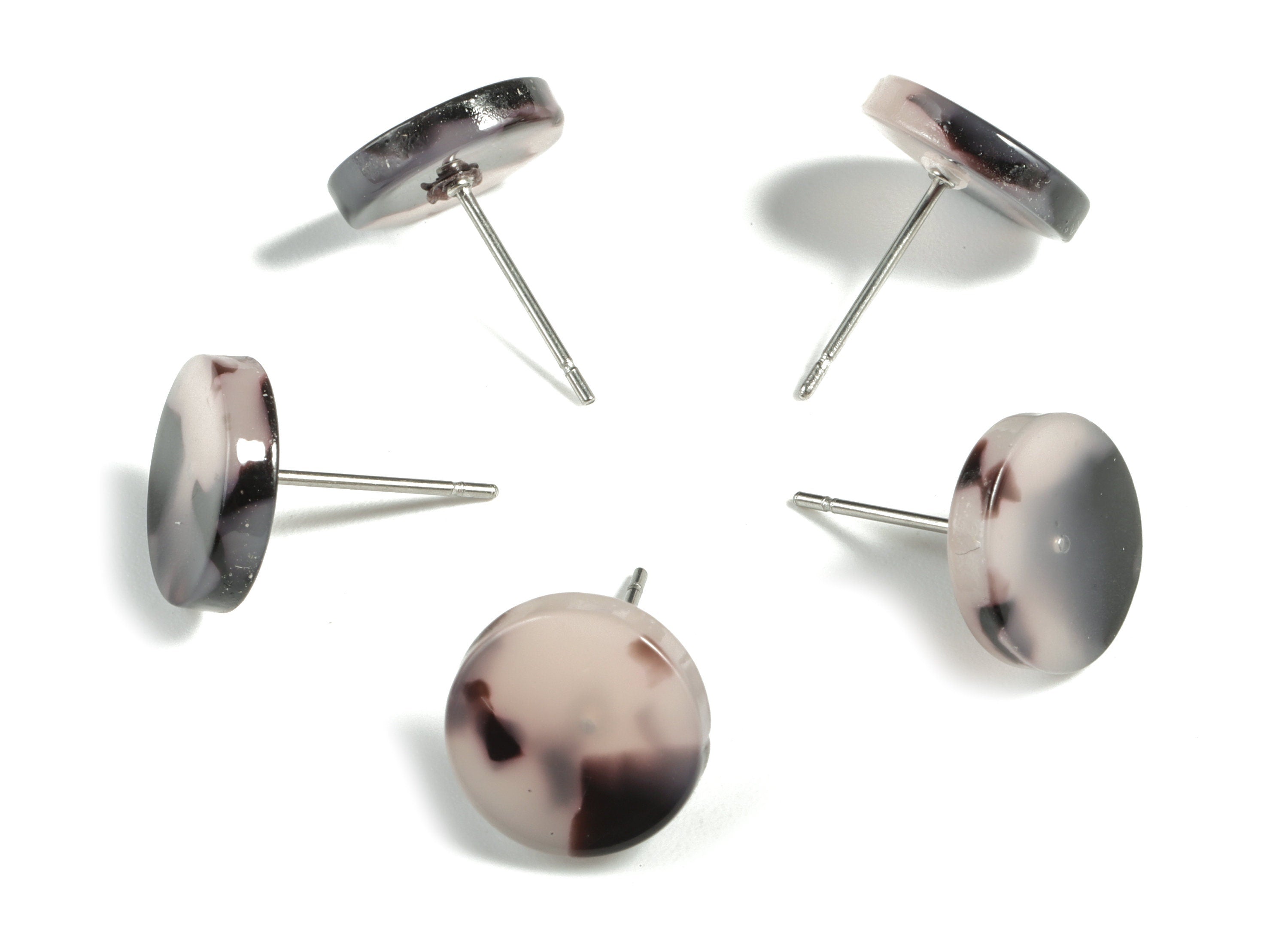 Acetate Acrylic Earring Stud - Round Earring Post - Blonde Tortoise Shell Earrings - Color Code: A07 - 11.7x11.7x2.6mm - AC1139-A07-O - DOMEDBAZAAR