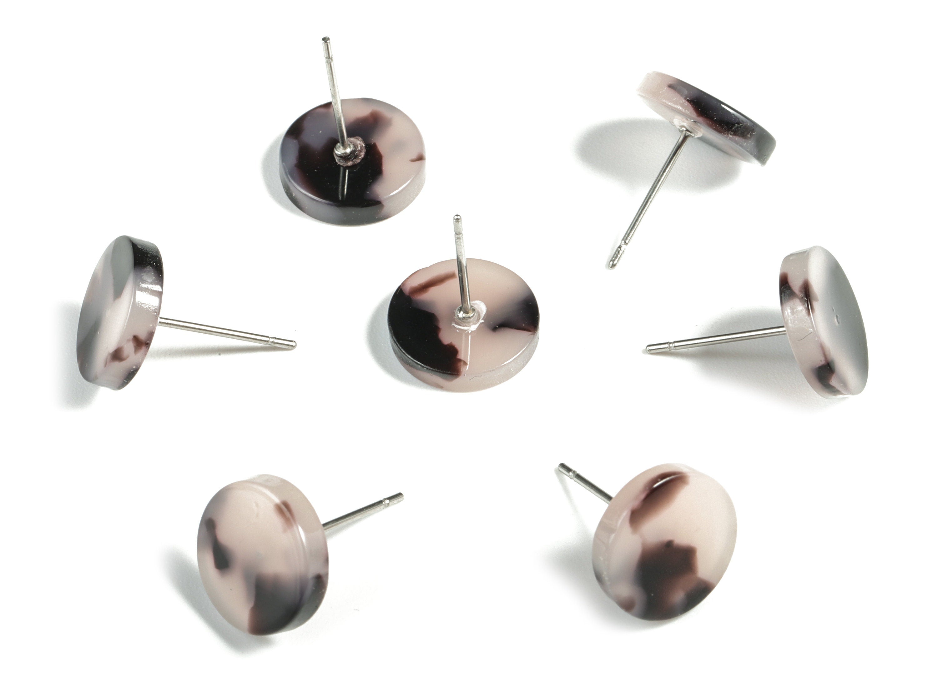 Acetate Acrylic Earring Stud - Round Earring Post - Blonde Tortoise Shell Earrings - Color Code: A07 - 11.7x11.7x2.6mm - AC1139-A07-O - DOMEDBAZAAR