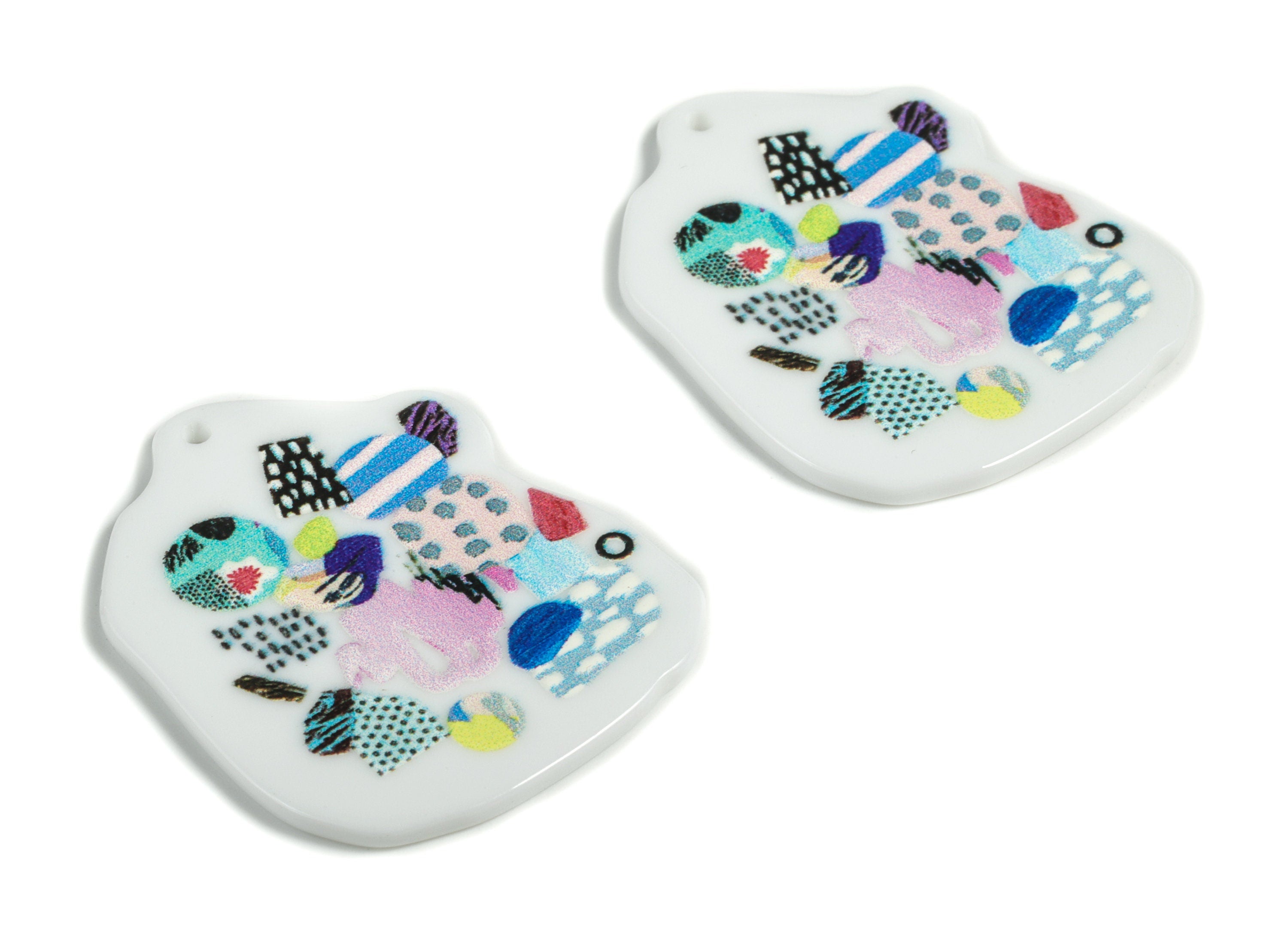 Acrylic Irregular Earring Charms - Acrylic Color Palette Earrings - Earring Finding - Jewelry Supplies - 38.97x31.82x2.3mm - AC2213 - DOMEDBAZAAR