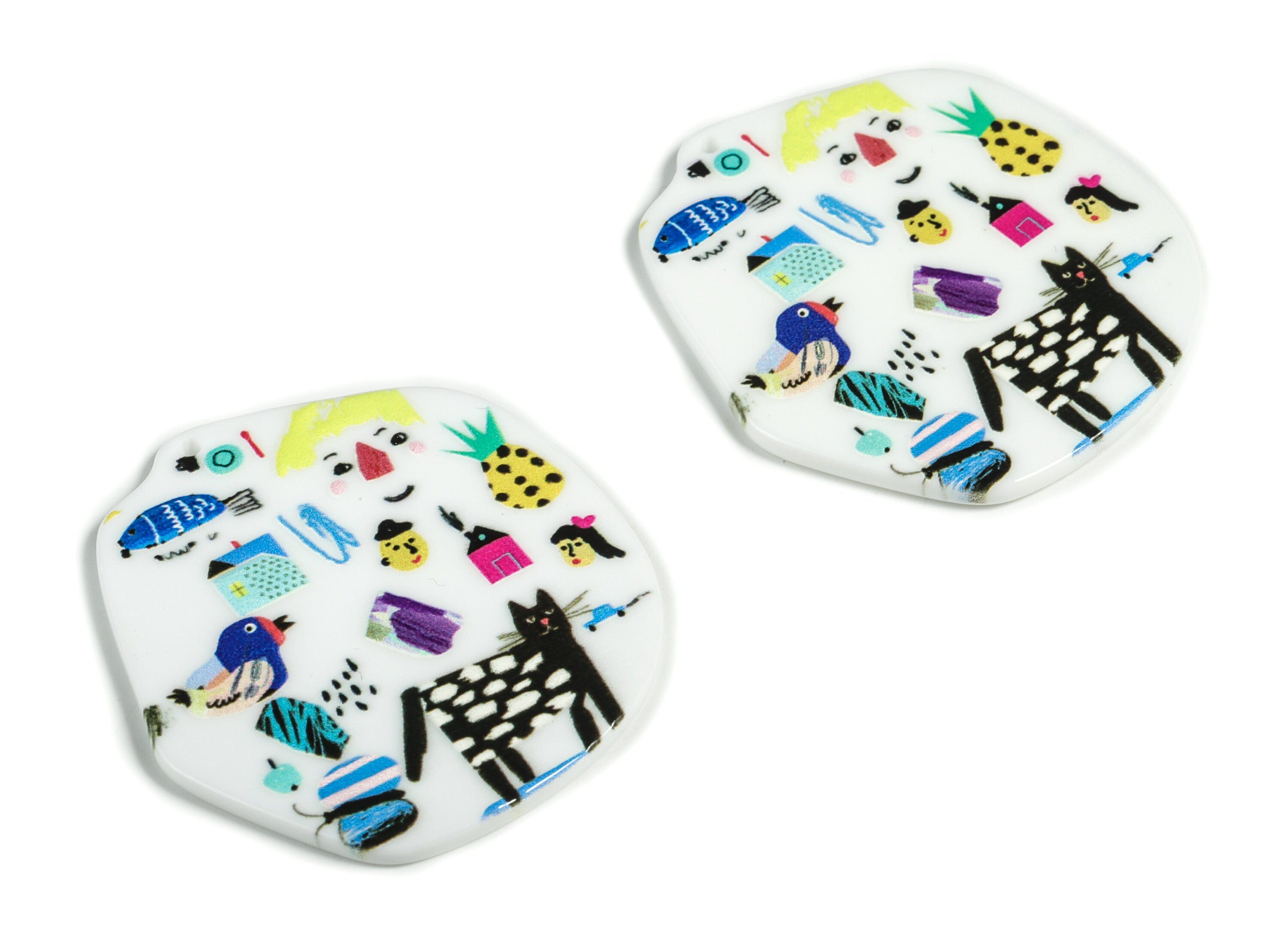 Acrylic Geometry Animal Fruit Man Earring Charms - Acrylic Geometry Car People Earrings - Jewelry Supplies - 46.29x43.28x2.41mm - AC2214 - DOMEDBAZAAR