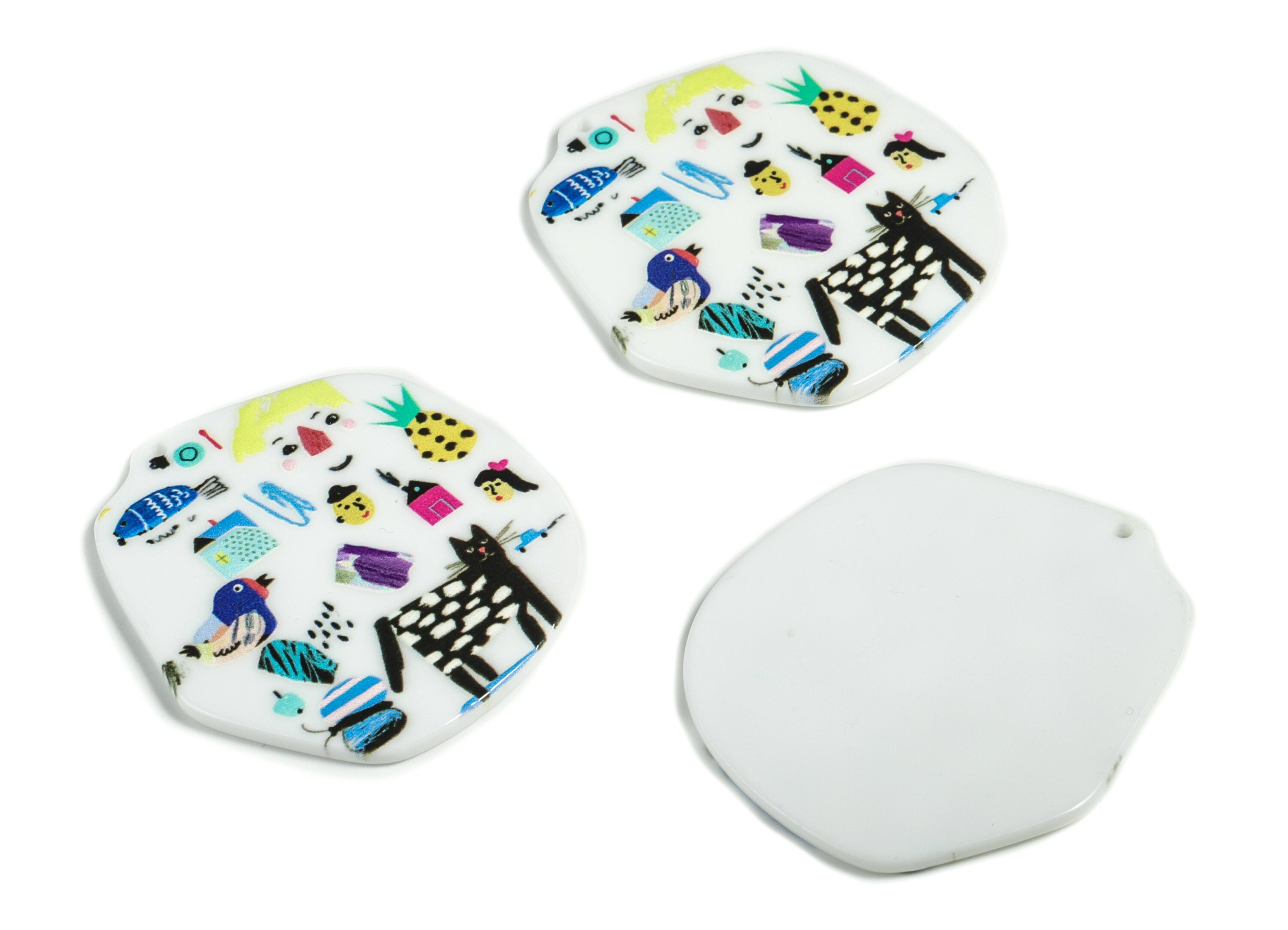 Acrylic Geometry Animal Fruit Man Earring Charms - Acrylic Geometry Car People Earrings - Jewelry Supplies - 46.29x43.28x2.41mm - AC2214 - DOMEDBAZAAR