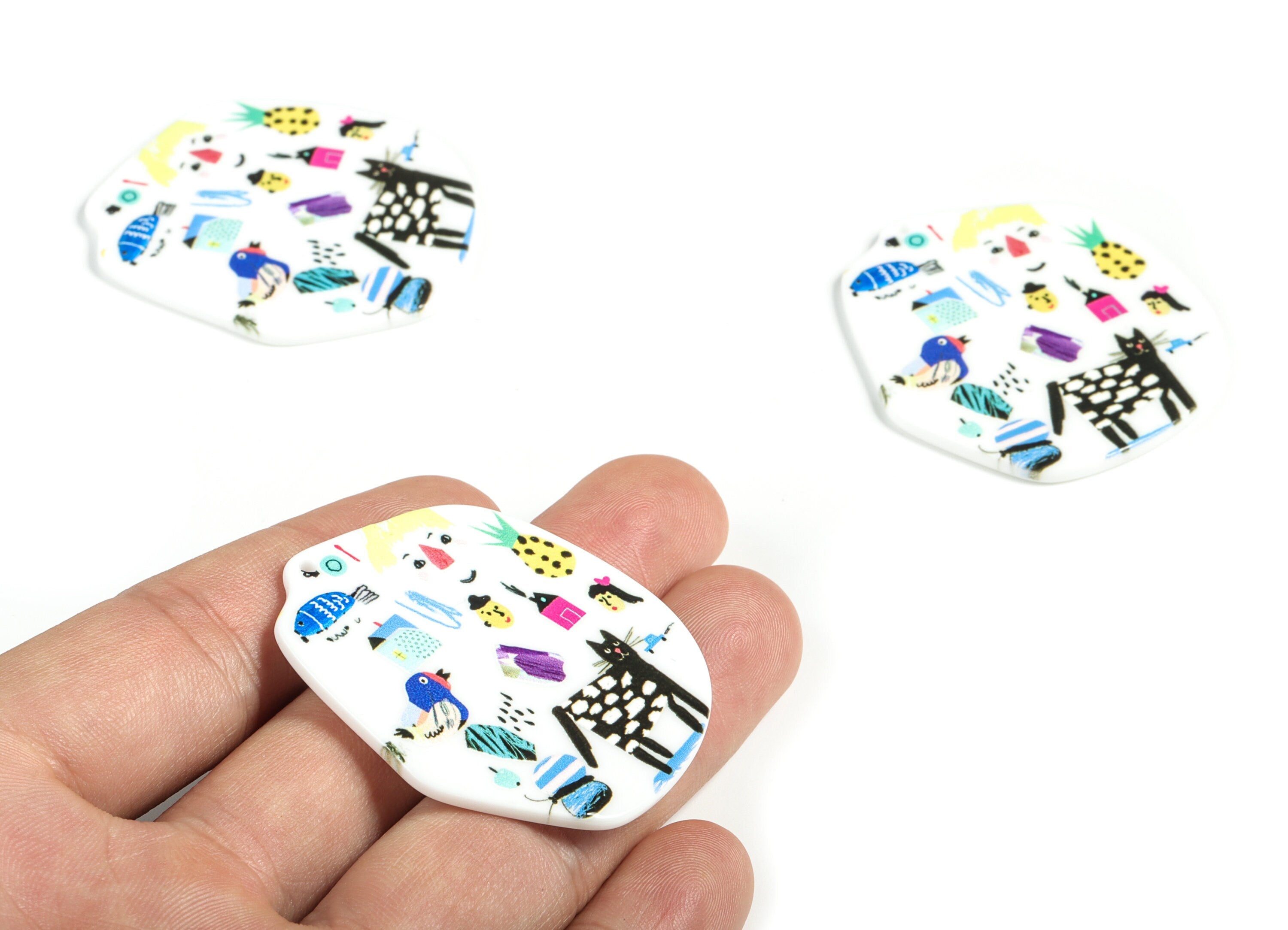 Acrylic Geometry Animal Fruit Man Earring Charms - Acrylic Geometry Car People Earrings - Jewelry Supplies - 46.29x43.28x2.41mm - AC2214 - DOMEDBAZAAR