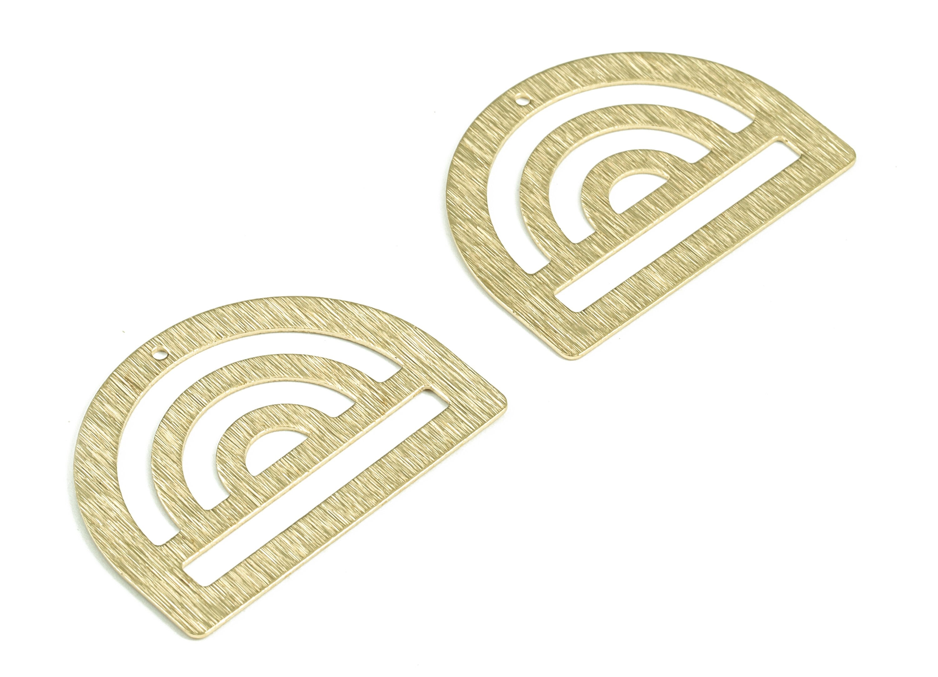 Brass Textured Rainbow Earring Charms - Raw Brass Rainbow D Pendant - Earring Findings - Jewelry Supplies - 35.02x26.11 x0.64mm - PP3818 - DOMEDBAZAAR