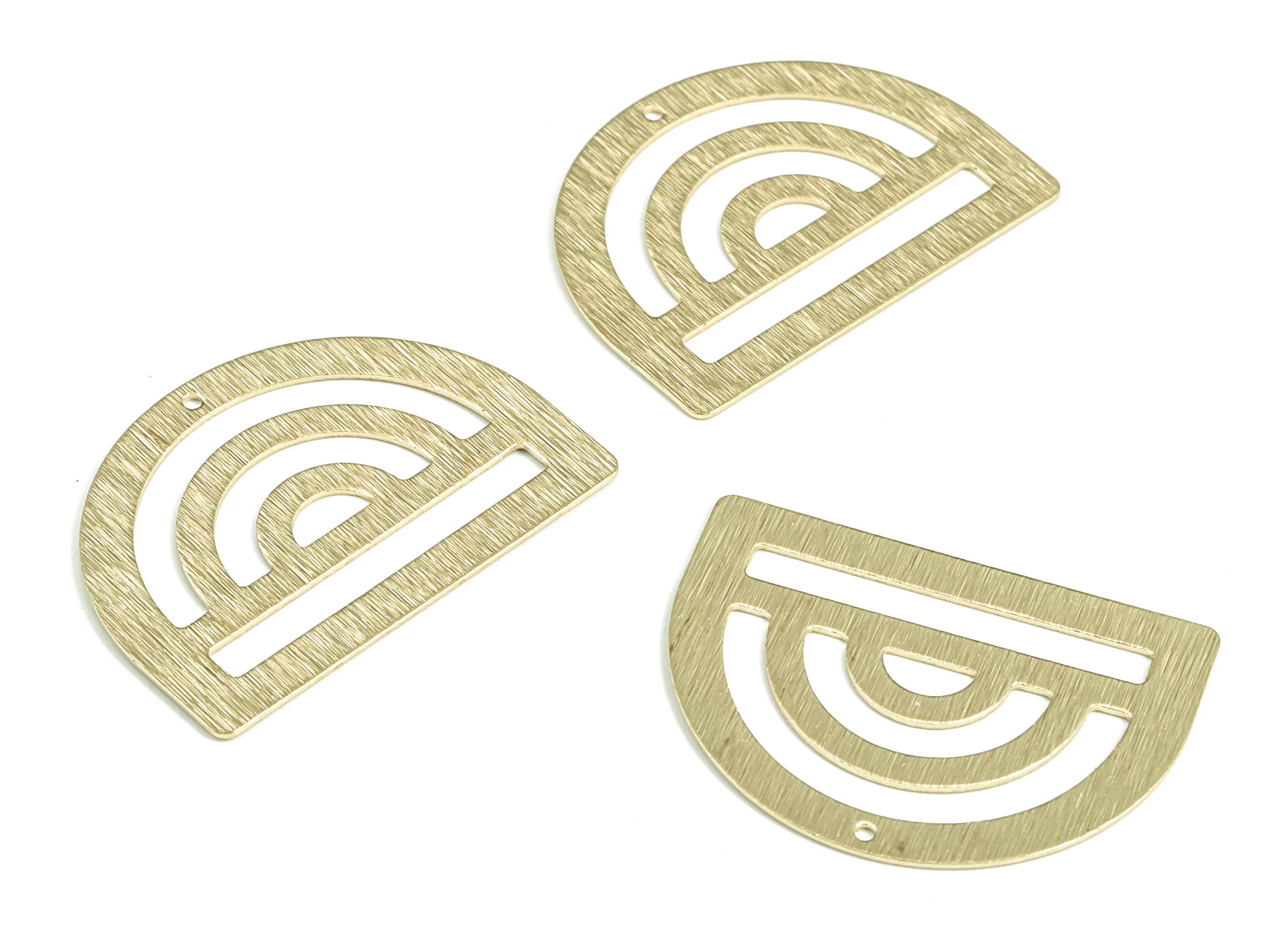 Brass Textured Rainbow Earring Charms - Raw Brass Rainbow D Pendant - Earring Findings - Jewelry Supplies - 35.02x26.11 x0.64mm - PP3818 - DOMEDBAZAAR