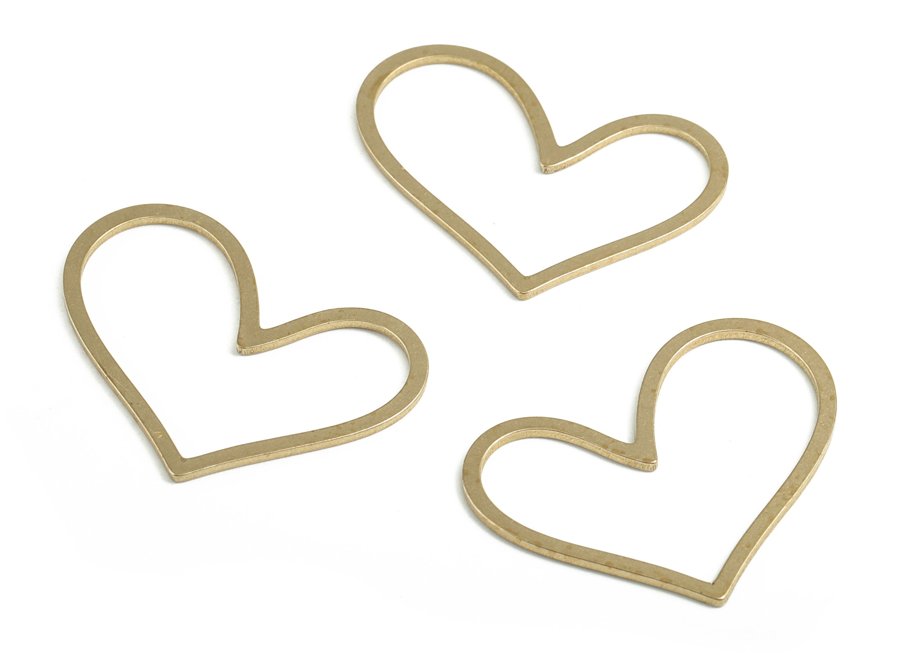 Brass Hollow Heart Shape Pendant Charms - Raw Brass Heart Earrings – Earring Findings - Jewelry Making Supply - 27.14x18.64x0.93mm - PP3753 - DOMEDBAZAAR
