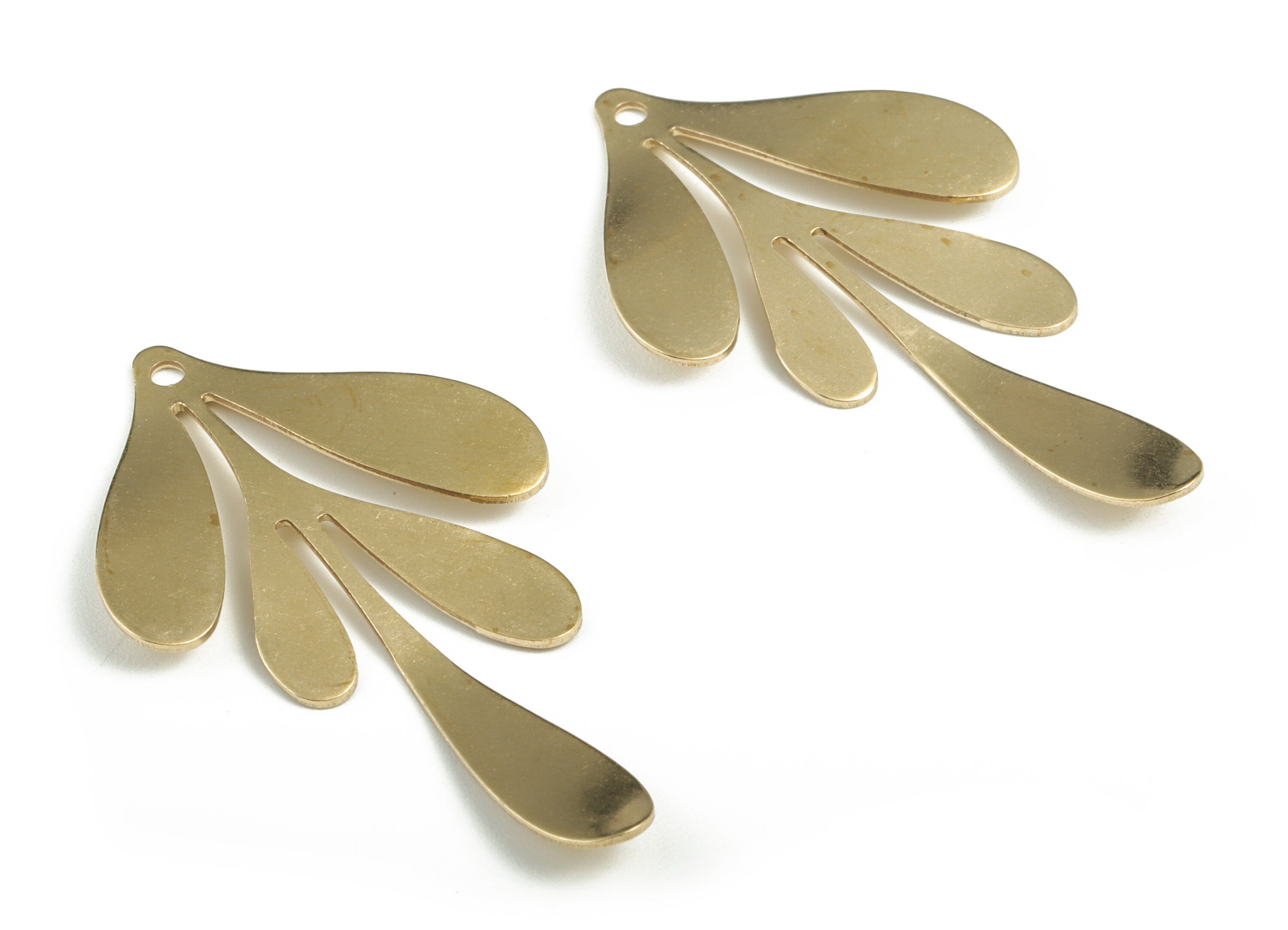 Brass Leaf Earring Charms - Raw Brass Leaf Pendant - Earring Findings - Jewelry Supplies - 45.88x26.46x1.25mm - PP3620 - DOMEDBAZAAR