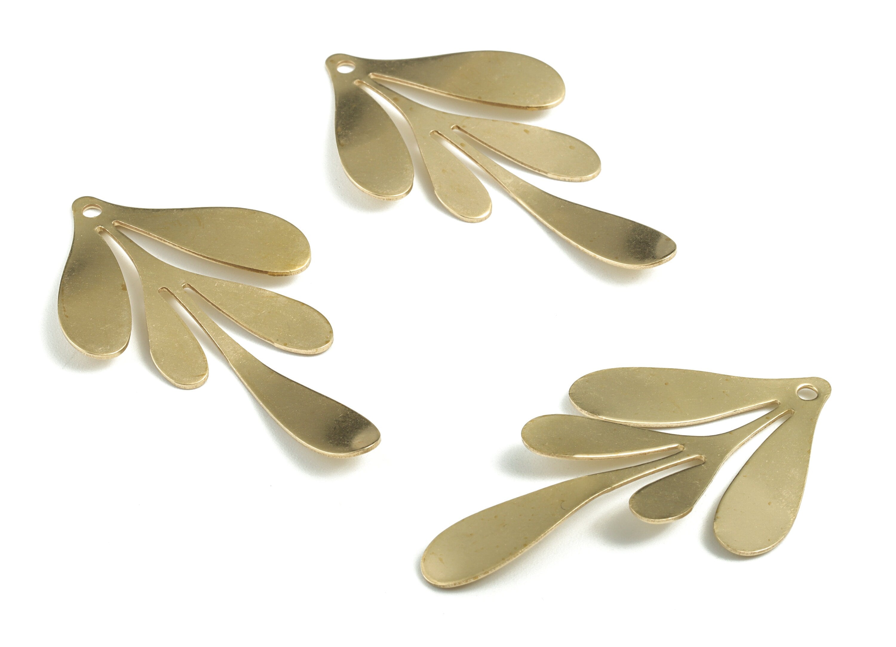 Brass Leaf Earring Charms - Raw Brass Leaf Pendant - Earring Findings - Jewelry Supplies - 45.88x26.46x1.25mm - PP3620 - DOMEDBAZAAR
