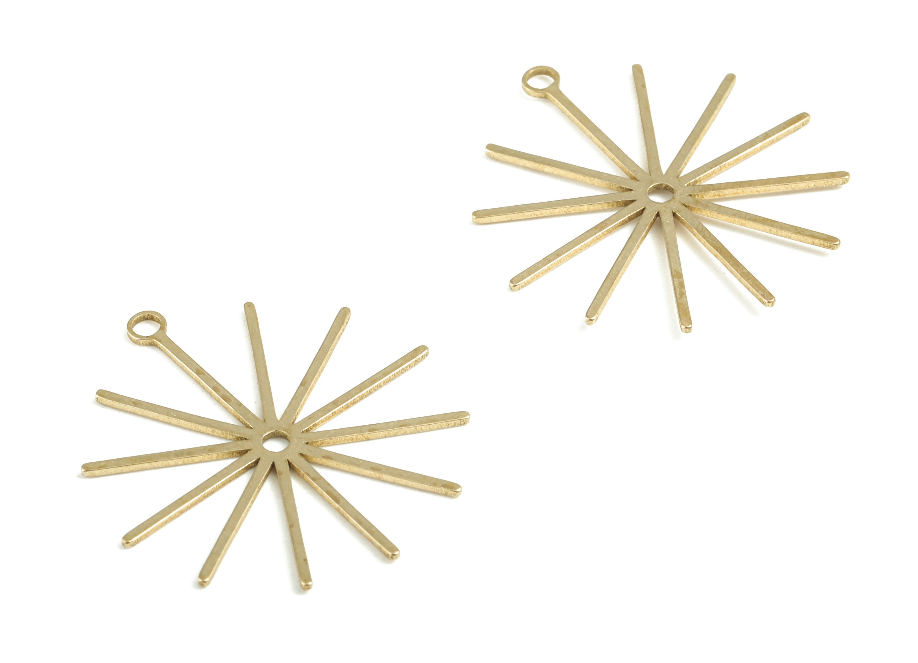 Brass Sun Earring Charms - Raw Brass Sun Pendant - Earring Findings - Jewelry Supplies - 23.27x20.66x0.65mm - PP3738 - DOMEDBAZAAR
