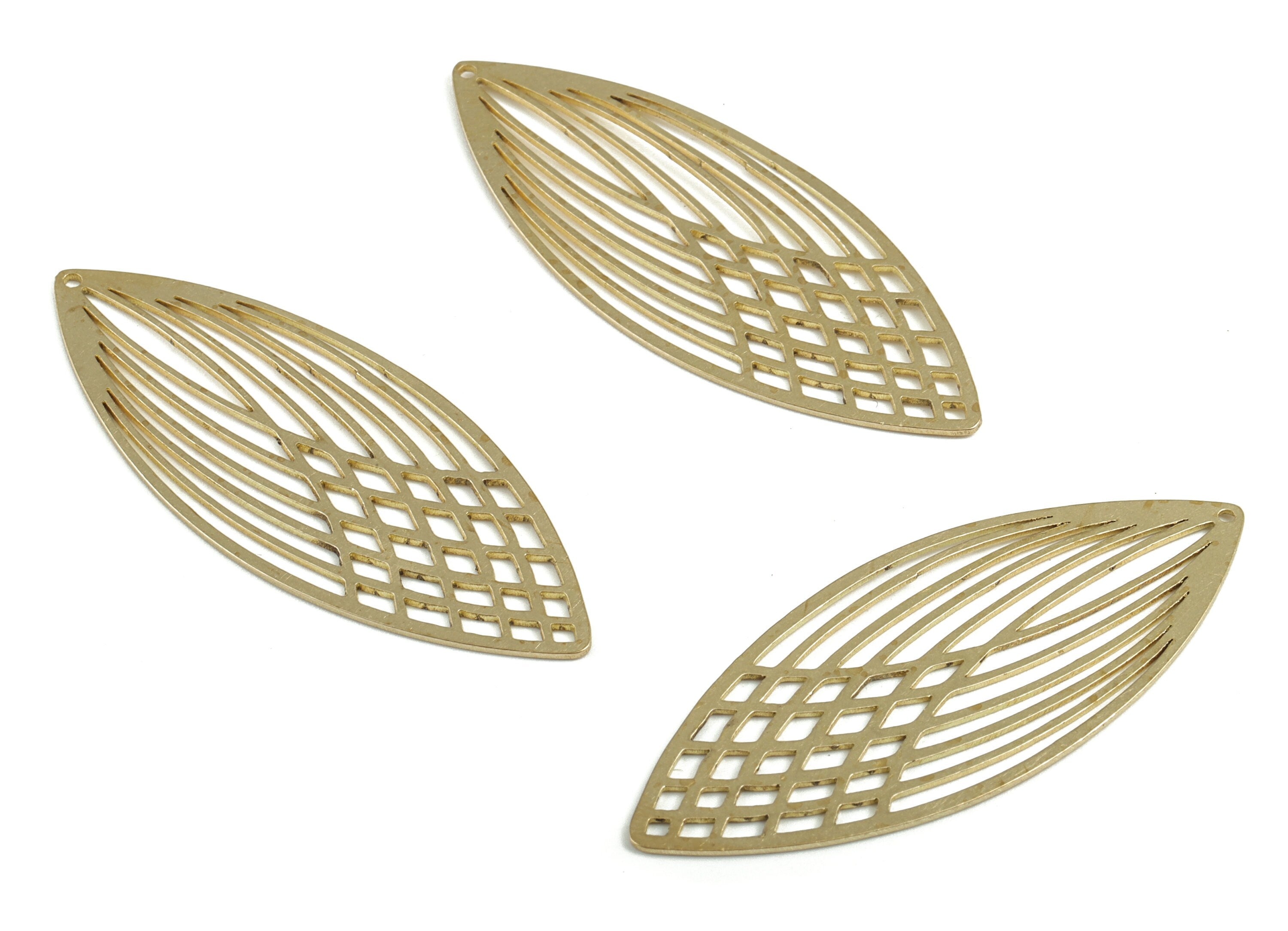 Brass Leaf Earring Charms - Raw Brass Leaf Pendant - Earrings Finding - Jewelry Supplies - 55.39x22.12x0.7mm - PPM4059 - DOMEDBAZAAR