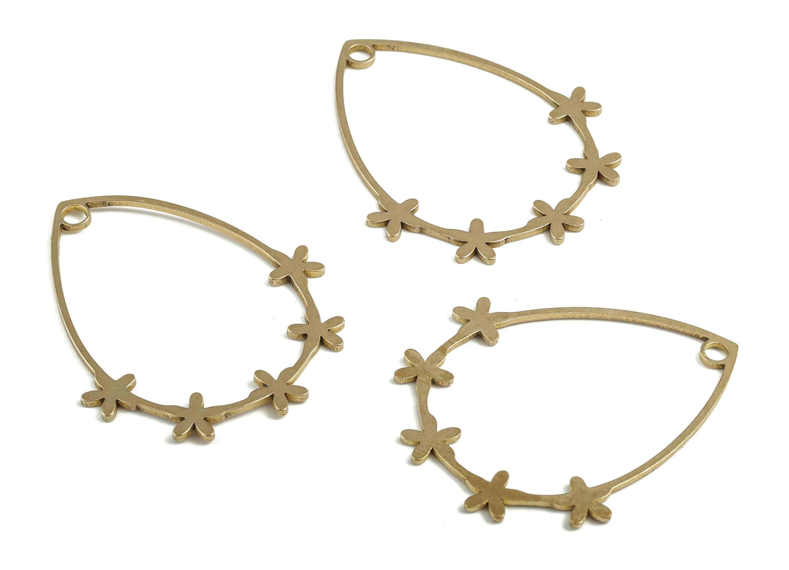 Brass Drop Star Earring Charms - Raw Brass Drop Star Pendant - Dangle Earring Charm- DIY Jewelry Supplies - 38.08x31.77x0.92mm - PP3755 - DOMEDBAZAAR