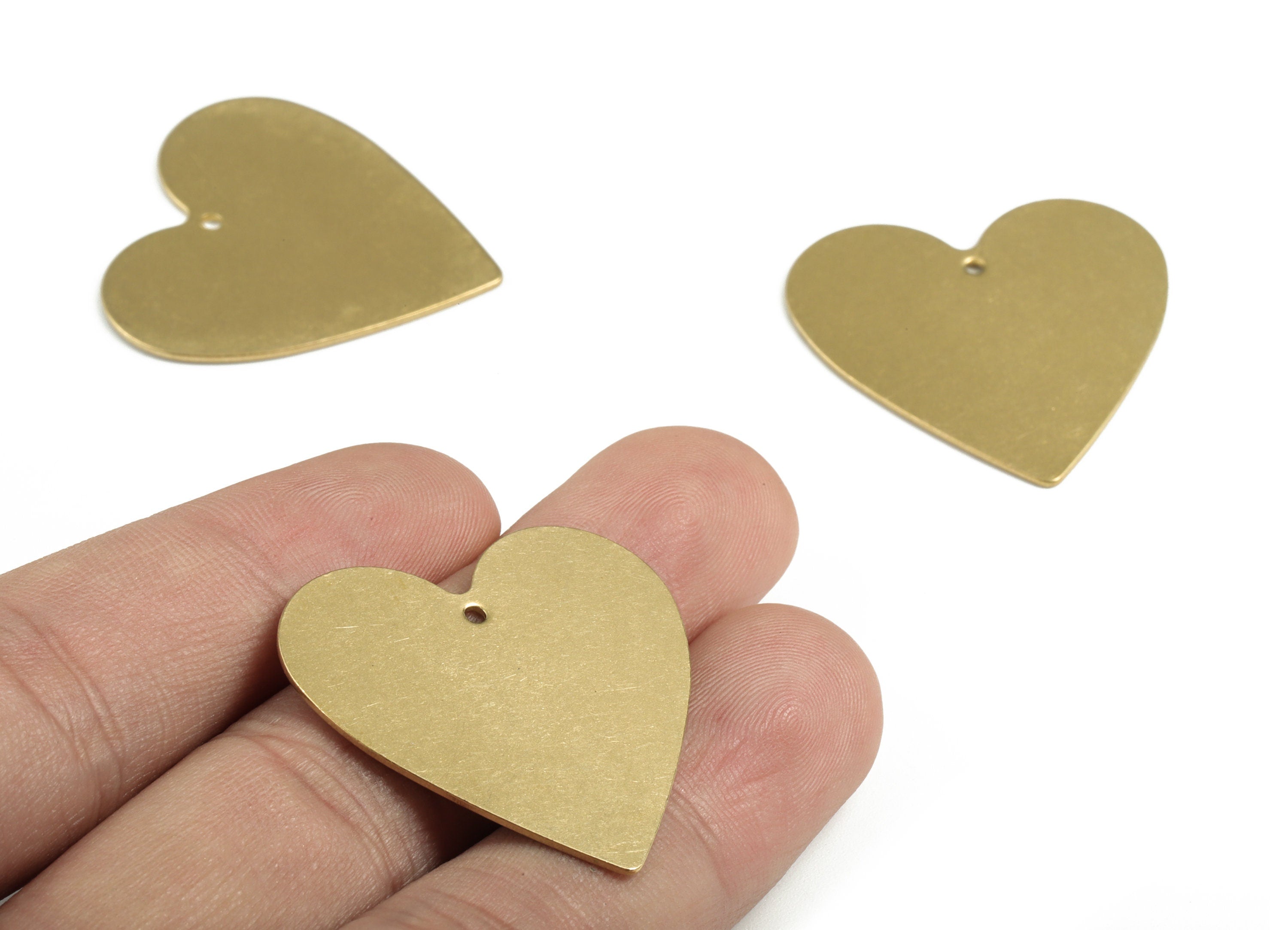Personalized stamping blank - Brass Heart Earring Charms - Raw Brass Heart Pendant - Earring Findings  - 31.5x31.13x0.82mm - PP3673 - DOMEDBAZAAR