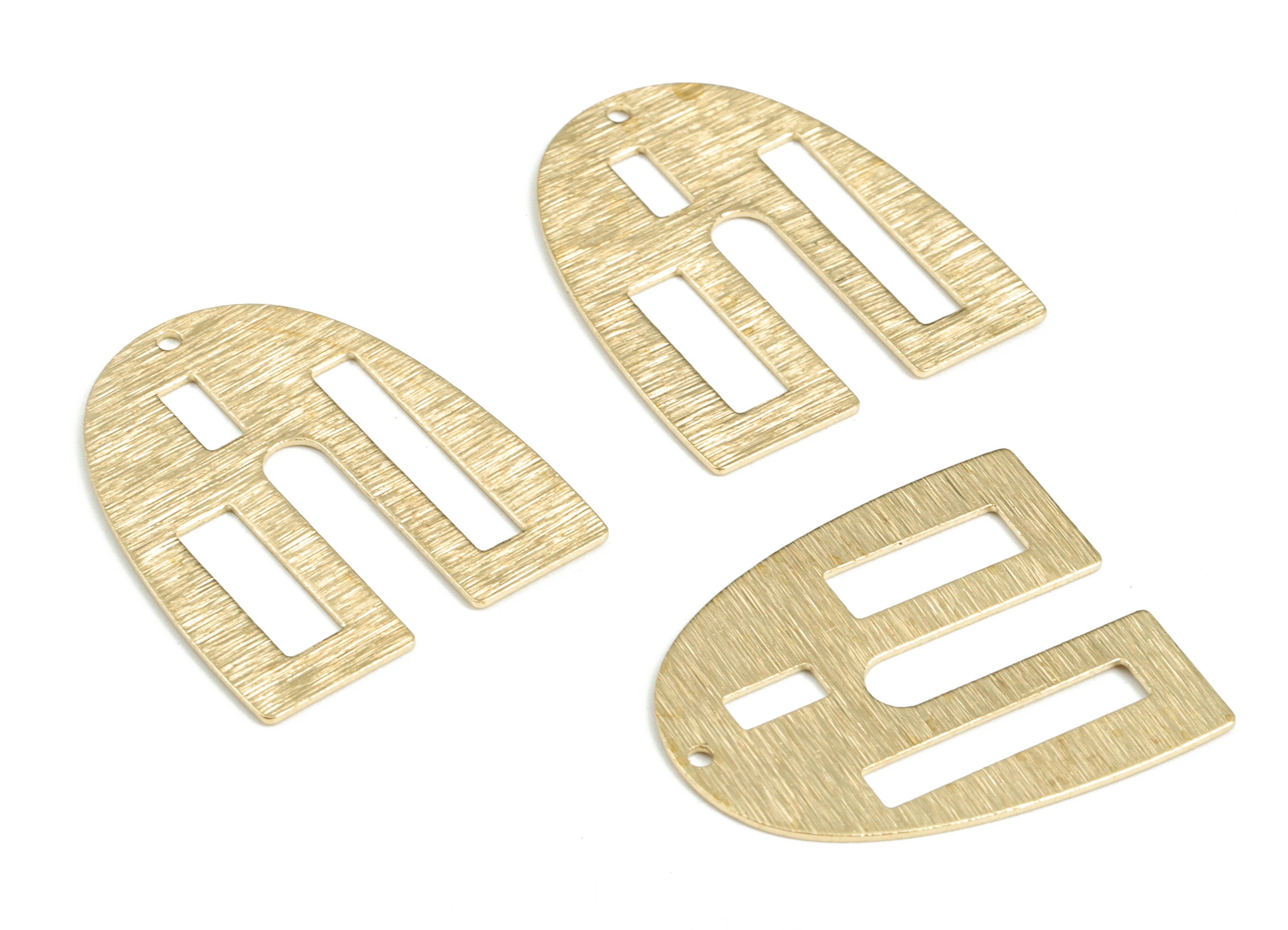 Brass Textured Rectangles Domed Earring Charms - Raw Brass Half Oval Pendant - Jewelry Making Supplies - 28.09x23.22x0.69mm - PP3826 - DOMEDBAZAAR