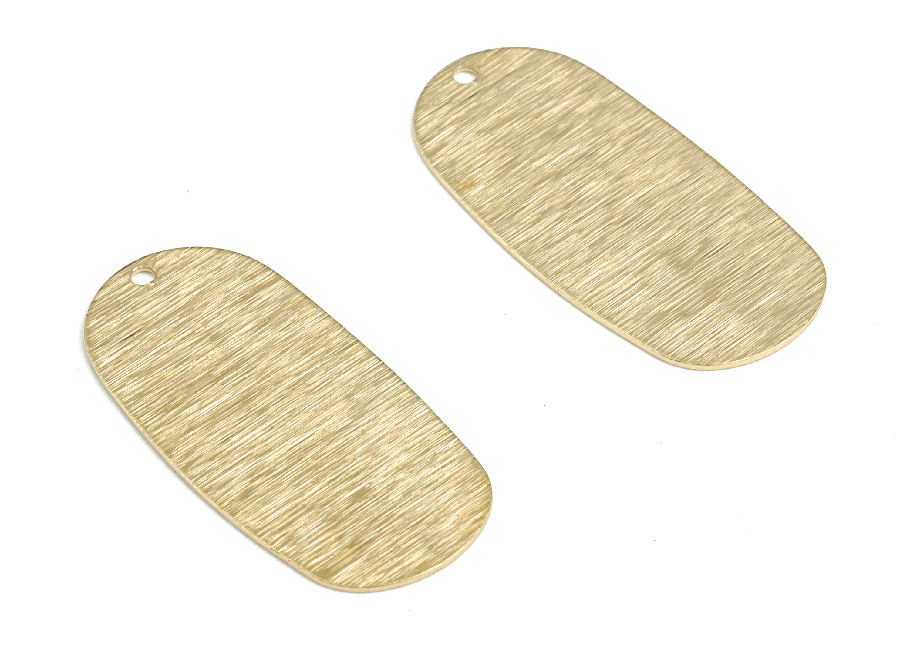 Brass Textured Oval Earring Charms - Raw Brass Oval Pendant - Earring Findings - Jewelry Making Supplies - 29.79x14.2mx0.48mm - PP3801 - DOMEDBAZAAR