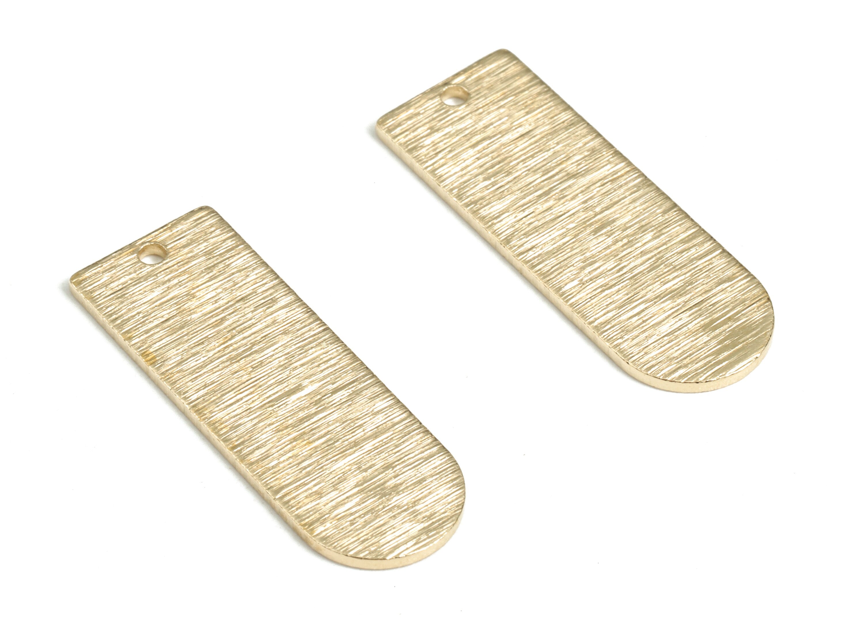 Brass Textured D Earring Charms - Raw Brass D Pendant - Earring Findings - Jewelry Making Supplies - 26.42x9.56x0.99mm - PP3804 - DOMEDBAZAAR
