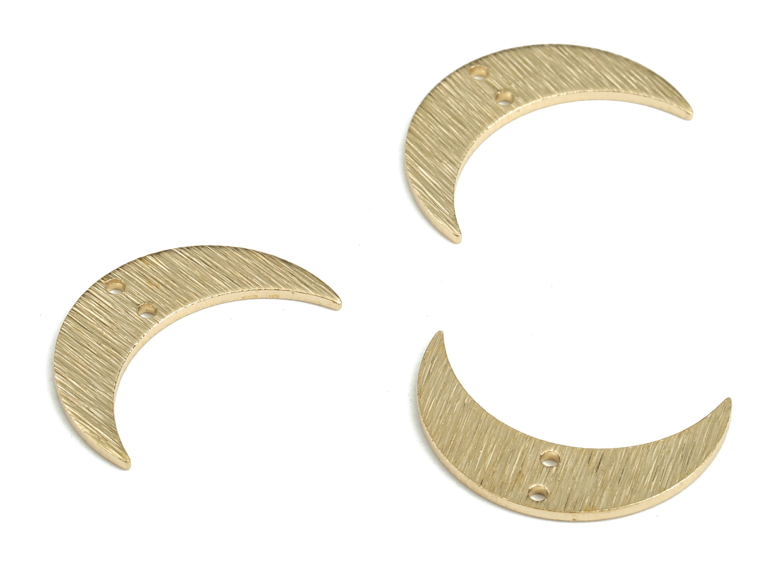 Brass Textured Moon Earring Connector - Raw Brass Moon Earring Charms - Earring Findings - Jewelry Supplies - 21.21x12.84x1.01mm - PP3784 - DOMEDBAZAAR