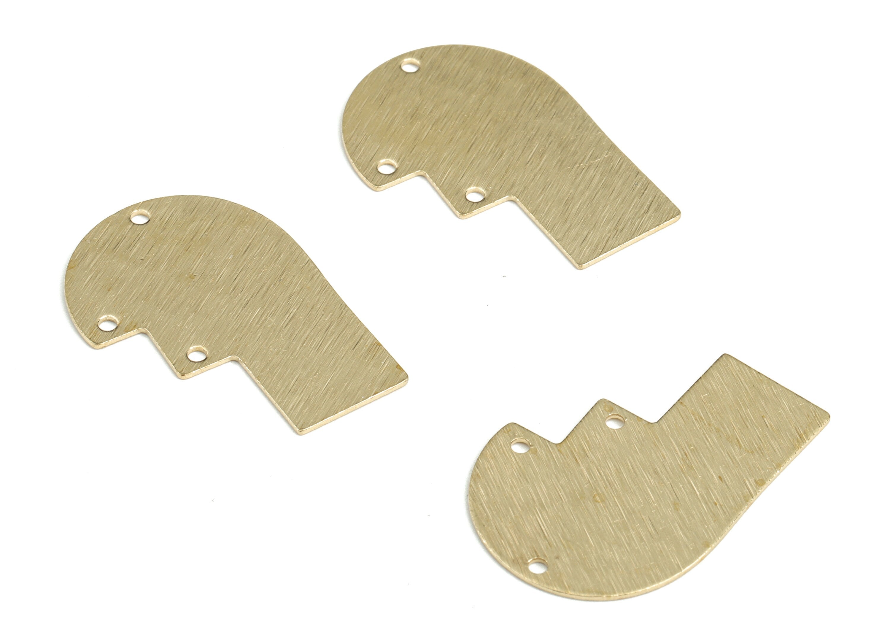 Brass Textured Geometric Earring Connector - Raw Brass Geometric Earring Charms - Jewelry Making Supplies - 29.79x20.91x0.63mm - PP3788 - DOMEDBAZAAR