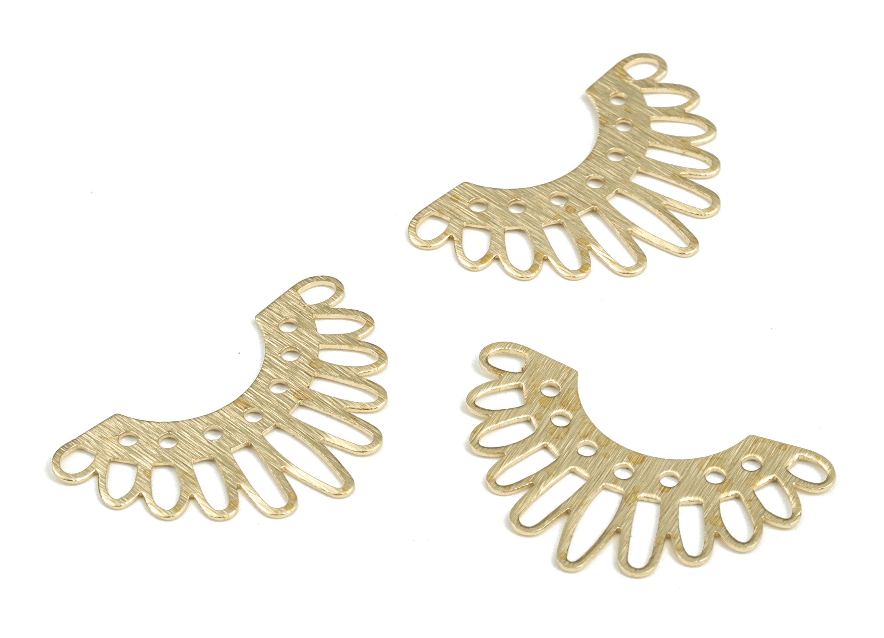 Brass Textured Crown Earring Connector - Raw Brass U Earring Charms - Earring Finding - Jewelry Making Supplies - 29.96x18.77x0.6mm - PP3834 - DOMEDBAZAAR