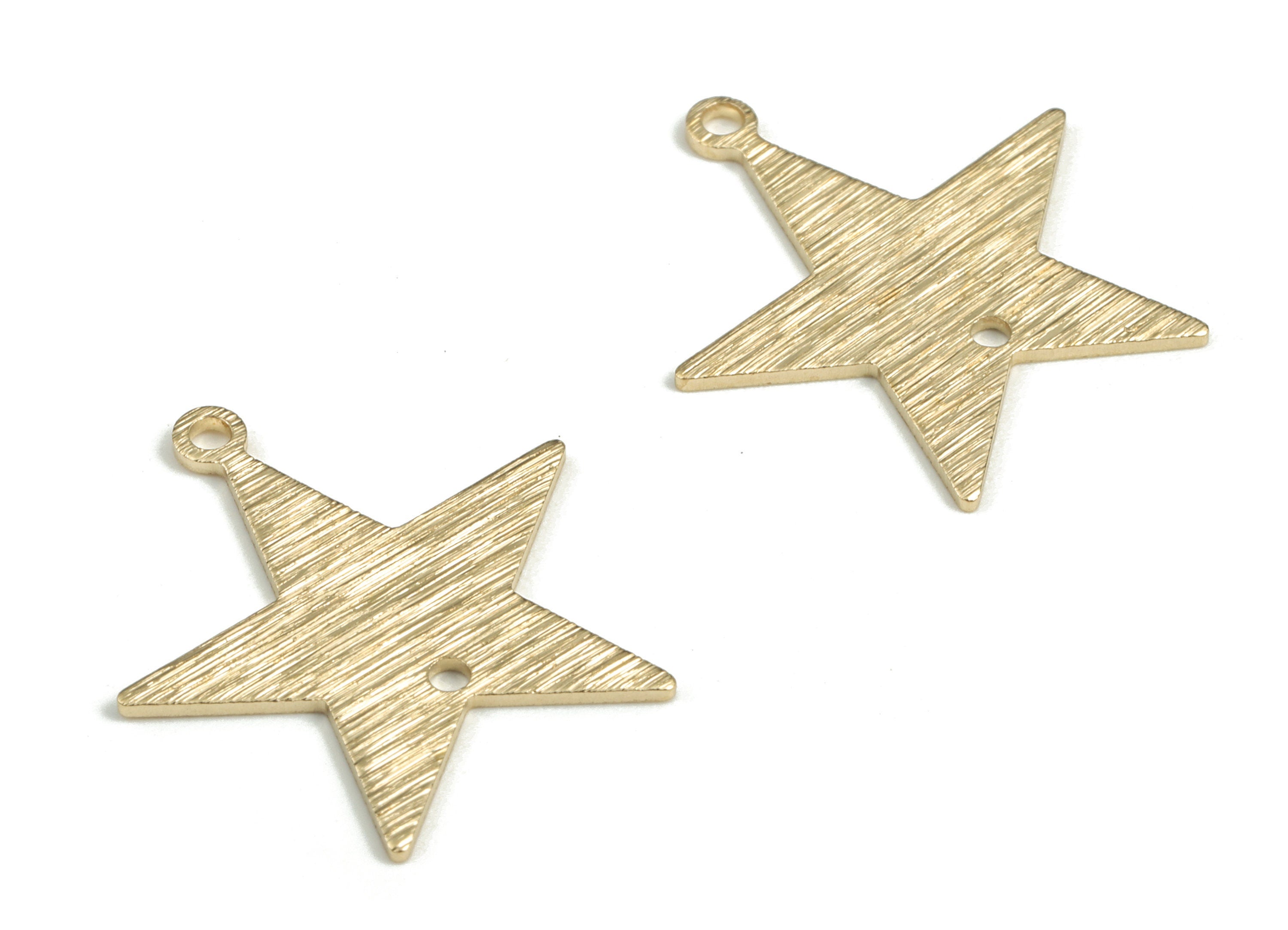 Brass Textured Star Earring Connector - Raw Brass Star Earring Charms - Jewelry Making Supplies - 21.35x19.95x0.7mm - PP3795 - DOMEDBAZAAR
