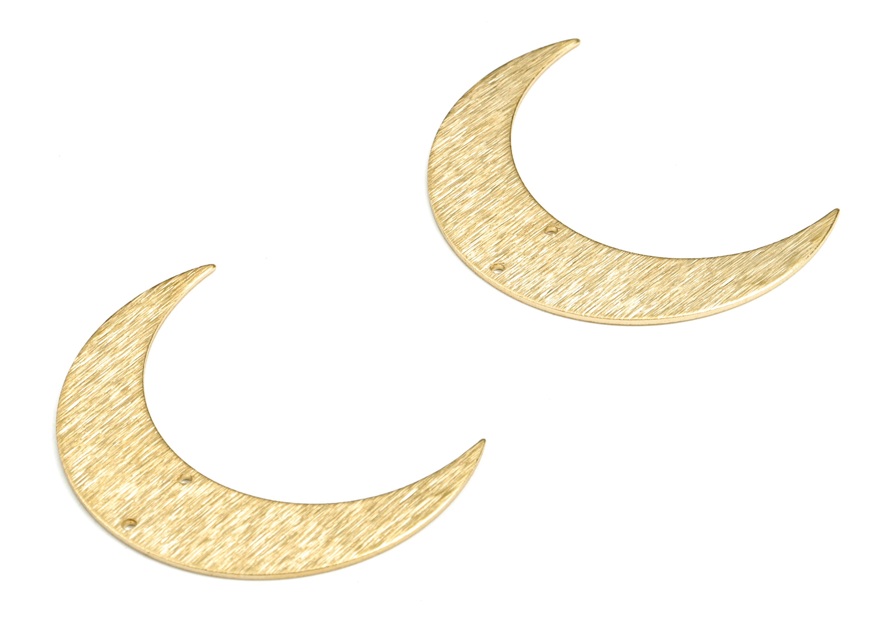 Brass Textured Moon Earring Connector - Raw Brass Moon Earring Charms - Earring Findings - Jewelry Supplies - 46.11x33.68x0.99mm - PP3787 - DOMEDBAZAAR