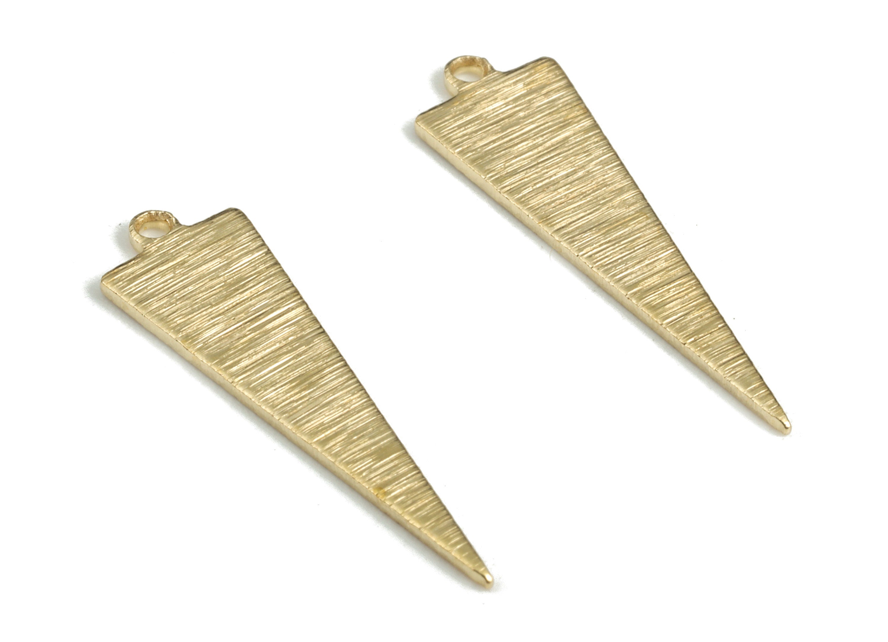 Brass Textured Triangle Earring Charms - Raw Brass Triangle Pendant - Earring Finding - Jewelry Making Supplies - 22.51x6.63x0.8mm - PP3796 - DOMEDBAZAAR