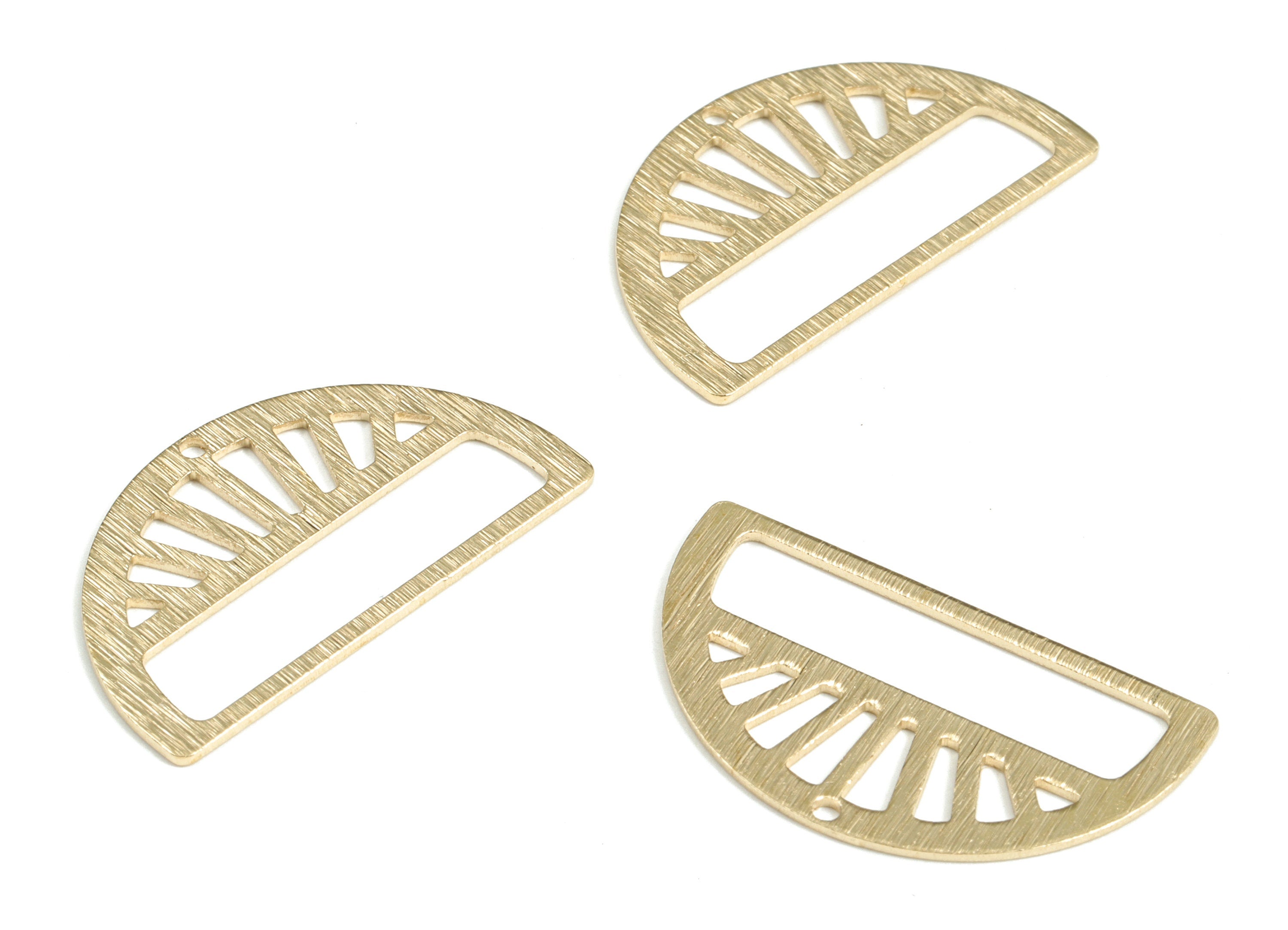 Brass Textured Semicircle Earring Connector - Raw Brass Half Moon Earring Charms - Jewelry Making Supplies - 30.06x17.42x0.78mm - PP3829 - DOMEDBAZAAR