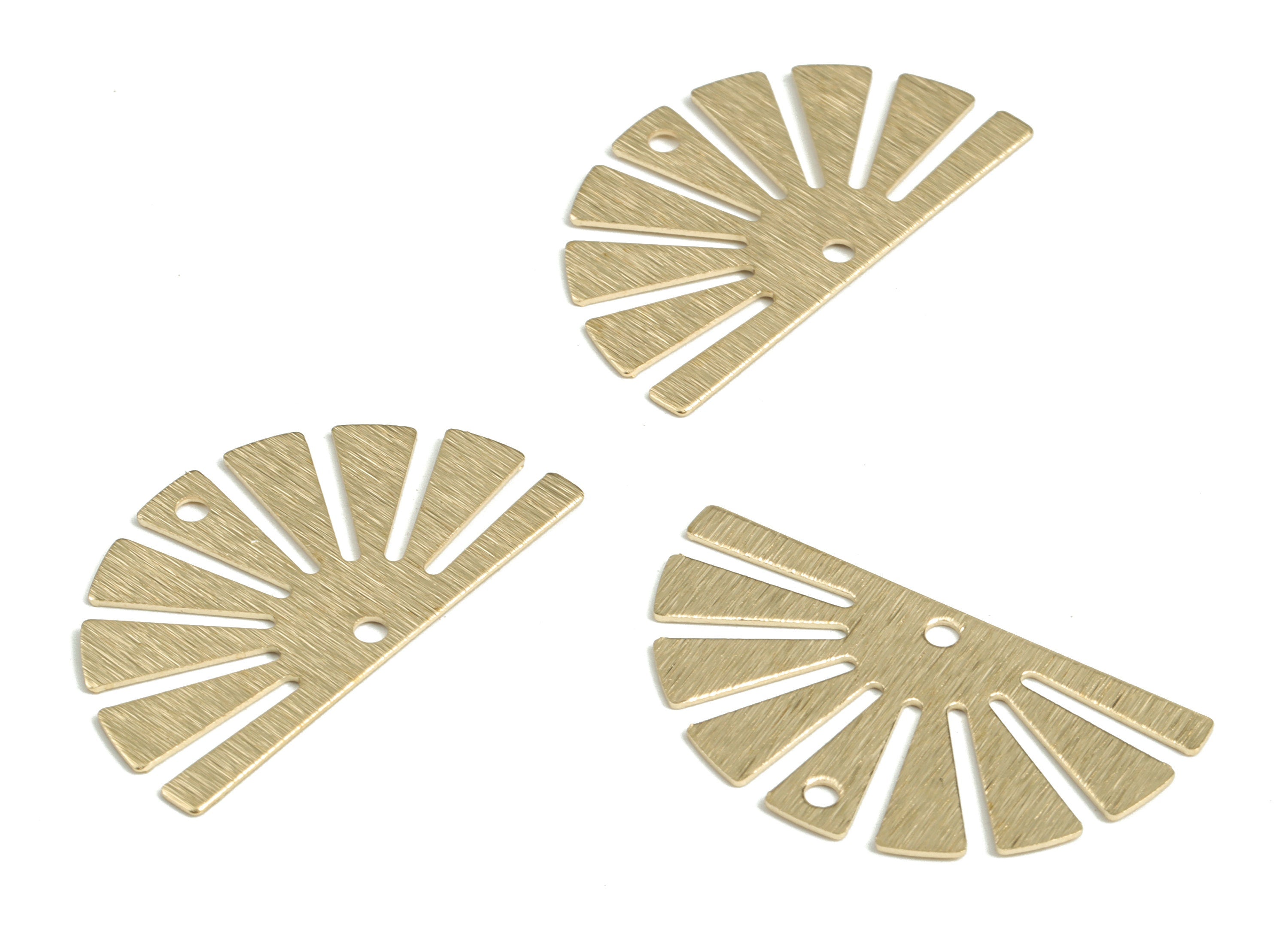 Brass Textured Sun Earring Connector - Raw Brass Sun Earring Charms - 2 Holes - Jewelry Making Supplies - 35.04x19.66x0.69mm - PP3792 - DOMEDBAZAAR