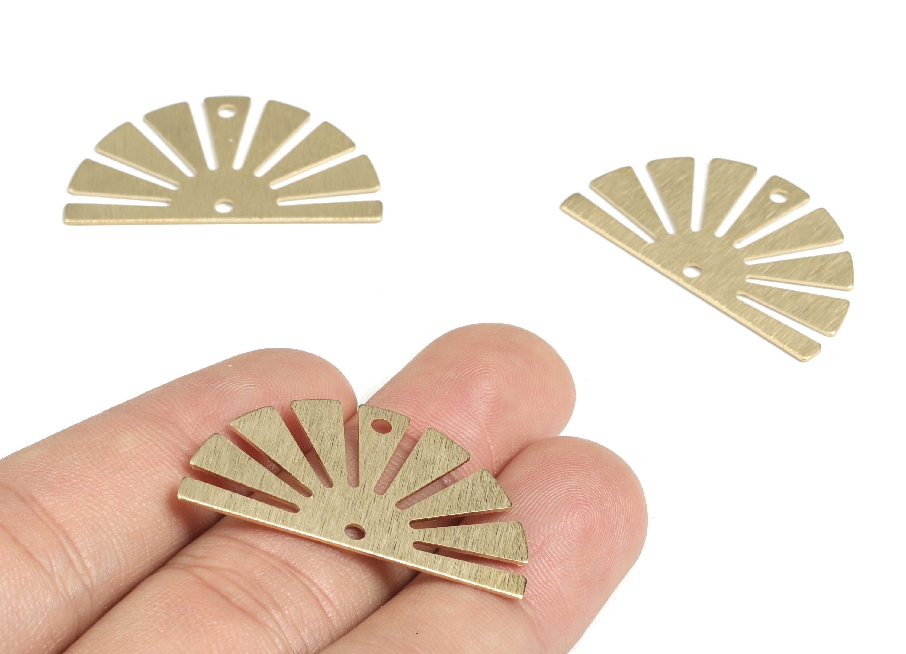 Brass Textured Sun Earring Connector - Raw Brass Sun Earring Charms - 2 Holes - Jewelry Making Supplies - 35.04x19.66x0.69mm - PP3792 - DOMEDBAZAAR