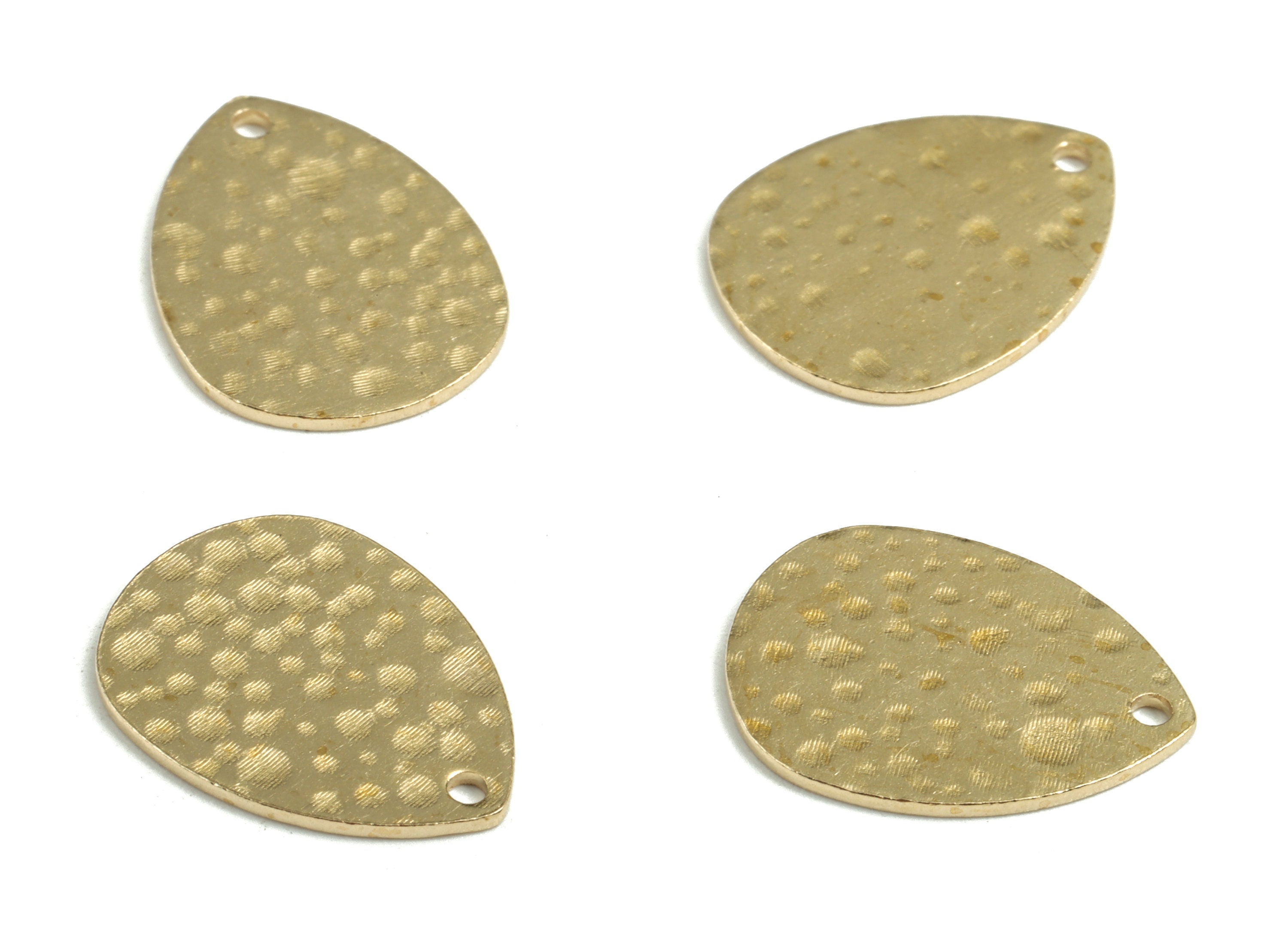 Brass Hammered Drop Earring Charms - Raw Brass Drop Pendant - Earring Findings - Jewelry Supplies - 17.62x13.48x0.83mm - PP3676 - DOMEDBAZAAR
