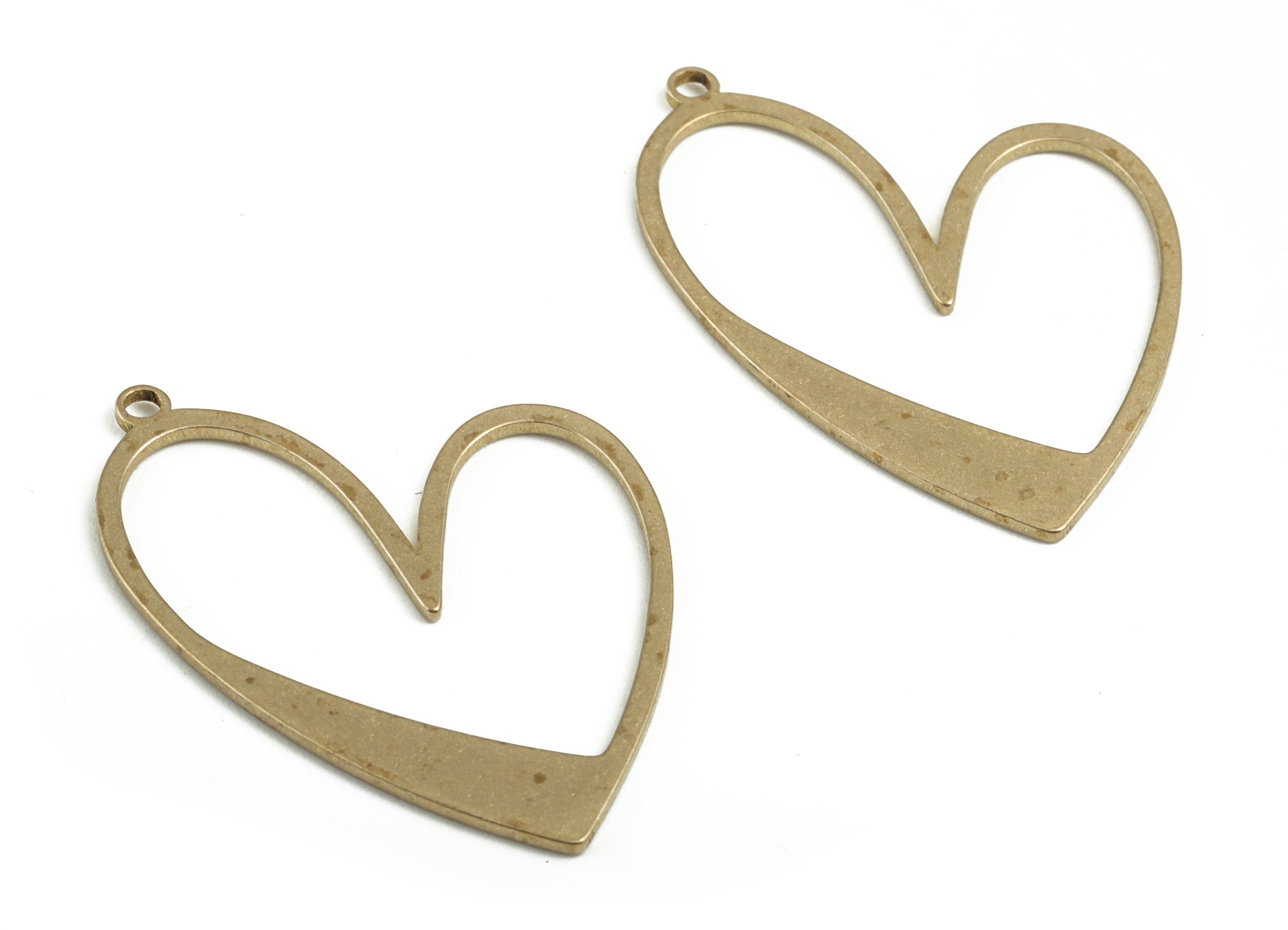 Brass Irregular Heart Earring Charms - Raw Brass Heart Pendant - Earring Findings - Jewelry Supplies - 34.65x26.13x0.97mm - PP3760 - DOMEDBAZAAR