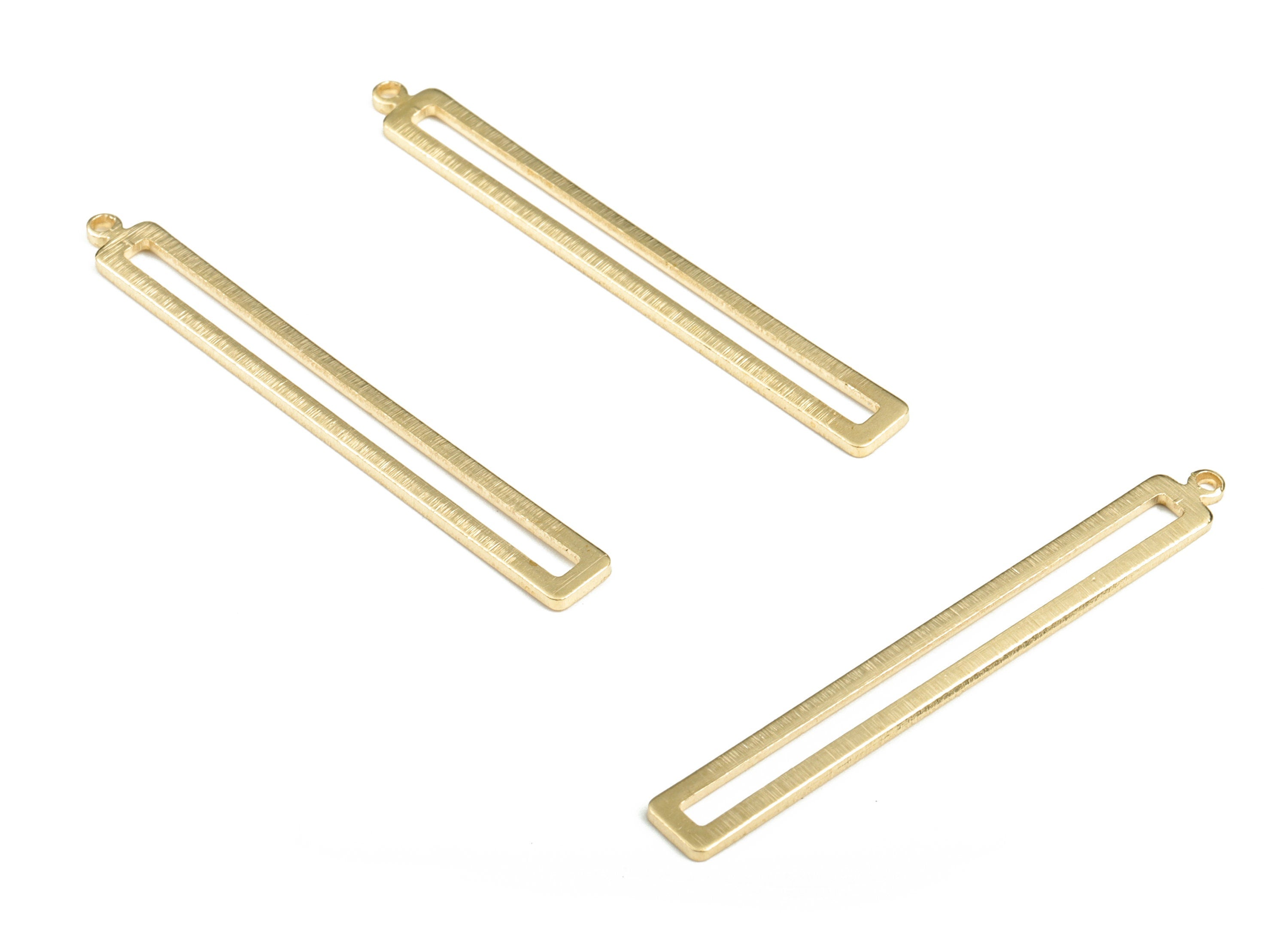 Brass Textured Rectangle Earring Charms - Raw Brass Rectangle Pendant - Jewelry Making Supplies - 53.02x6.17x1.3mm - PP3805 - DOMEDBAZAAR