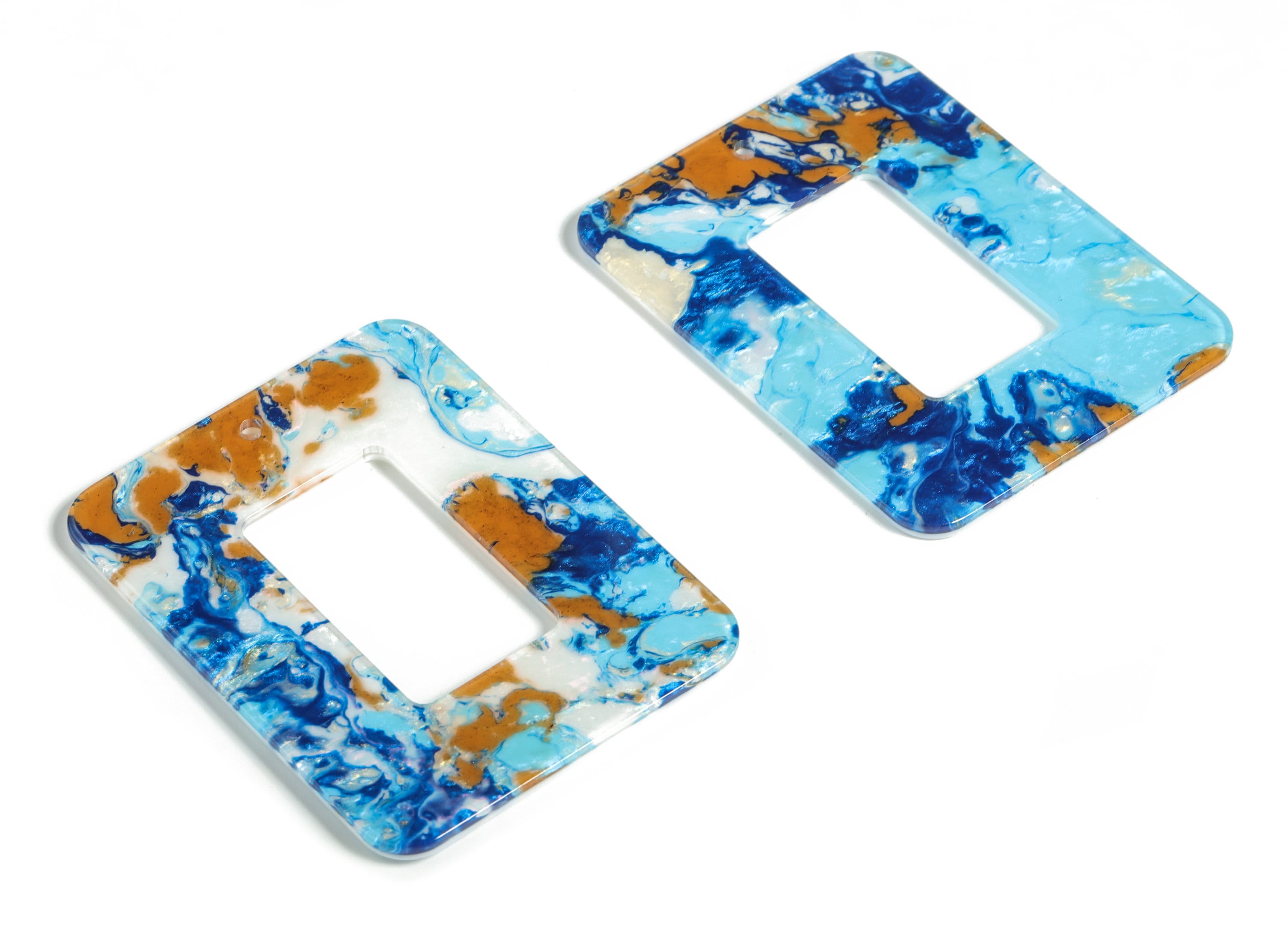Acrylic Rectangle Earring Charms - Rectangle Pendant - Earring Findings - Jewelry Supplies - Color Code: A387 - 64.6x49x2.5mm - AC1106-A387 - DOMEDBAZAAR