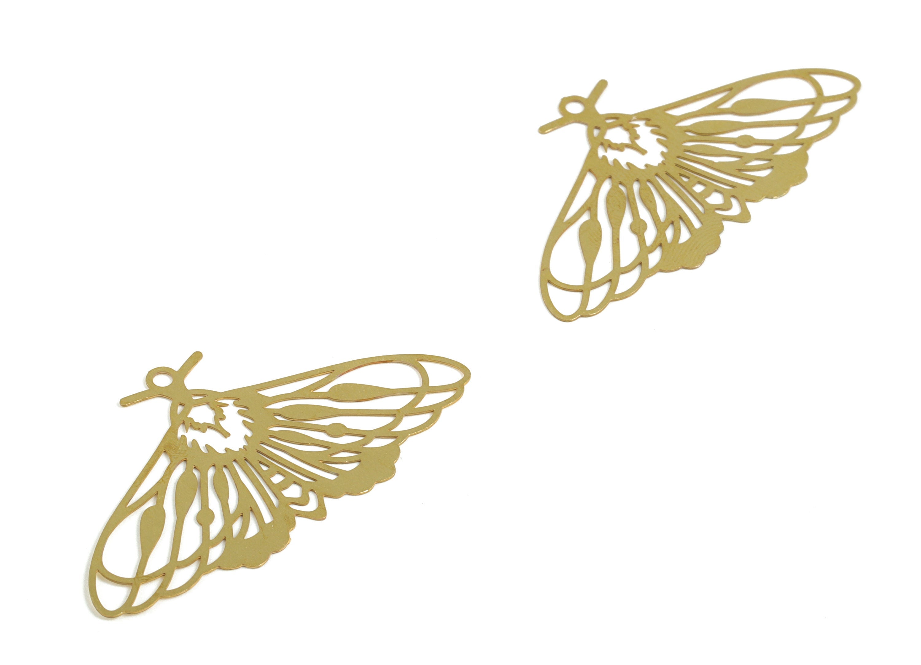 Brass Butterfly Earring Charms - Raw Brass Butterfly Pendant - Earring Findings - Jewellery Making Supplies - 41.94x23.19x0.28mm - JJB6622 - DOMEDBAZAAR