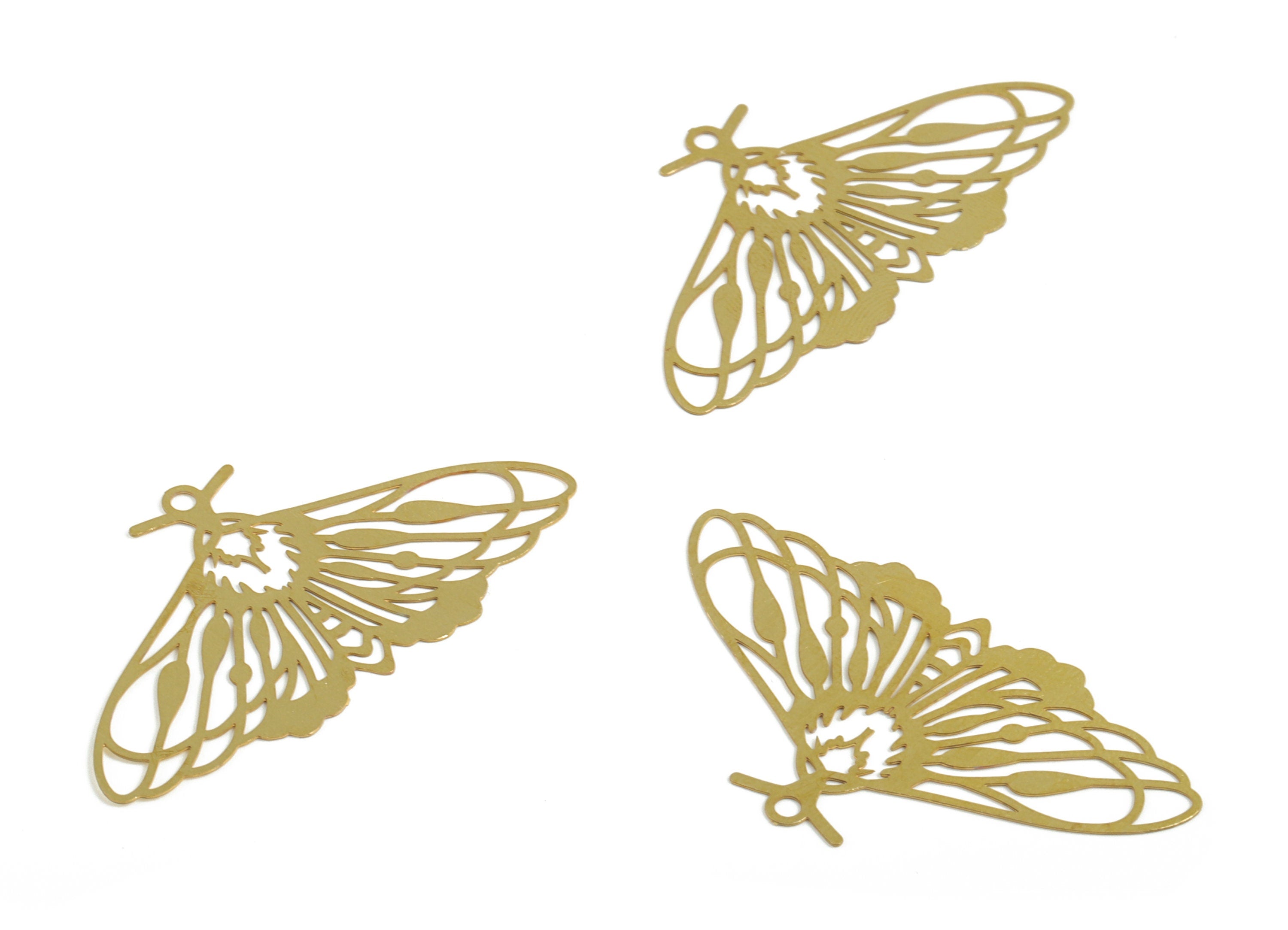 Brass Butterfly Earring Charms - Raw Brass Butterfly Pendant - Earring Findings - Jewellery Making Supplies - 41.94x23.19x0.28mm - JJB6622 - DOMEDBAZAAR